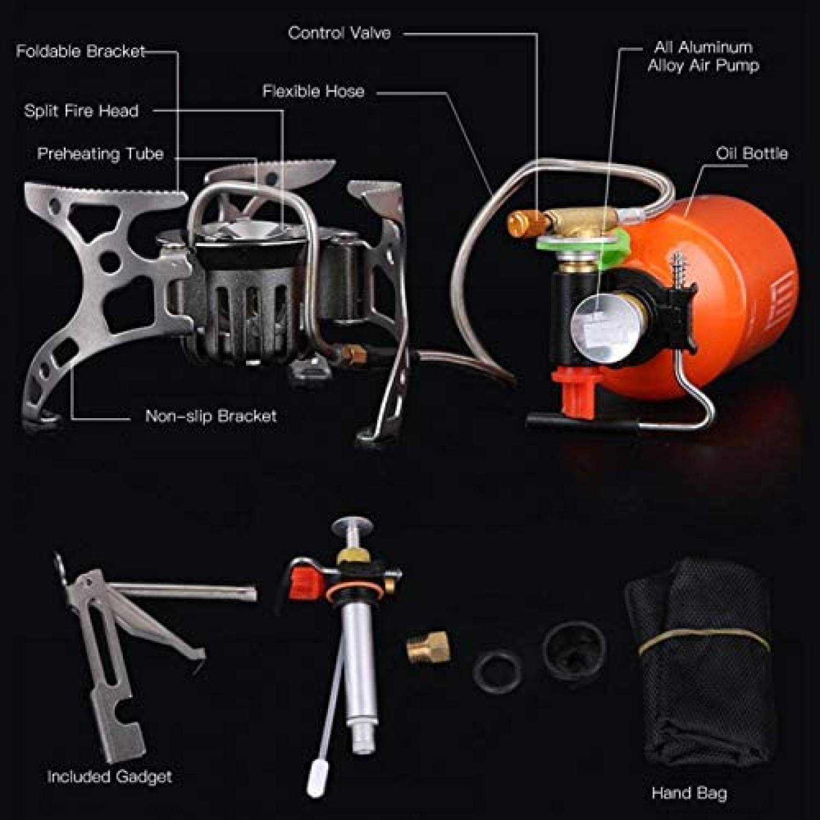 Estufa de Gas para Acampar FOLOSAFENAR con Accesorios