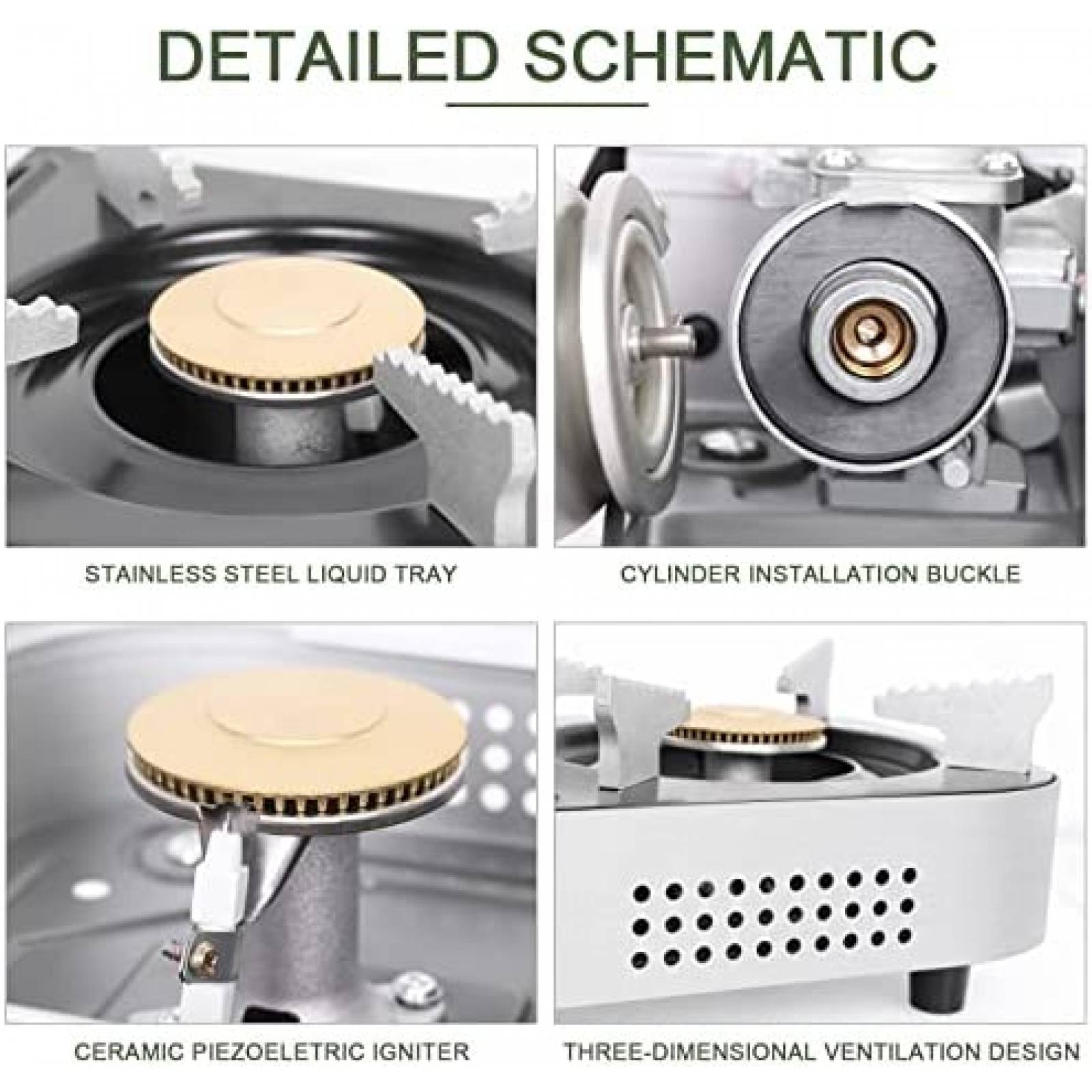 Mini Estufa Portatil de Gas Butano Jhiin 7200 BTU -Blanco