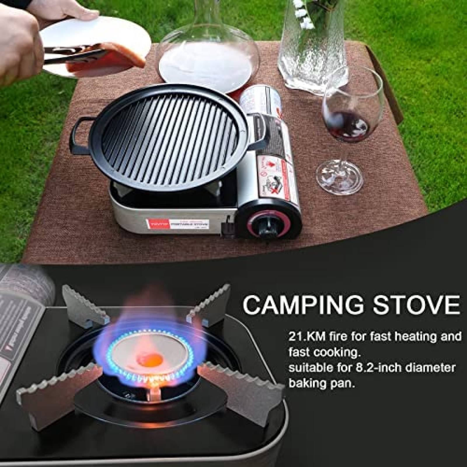 Mini Estufa Portatil de Gas Butano Jhiin 7200 BTU -Blanco