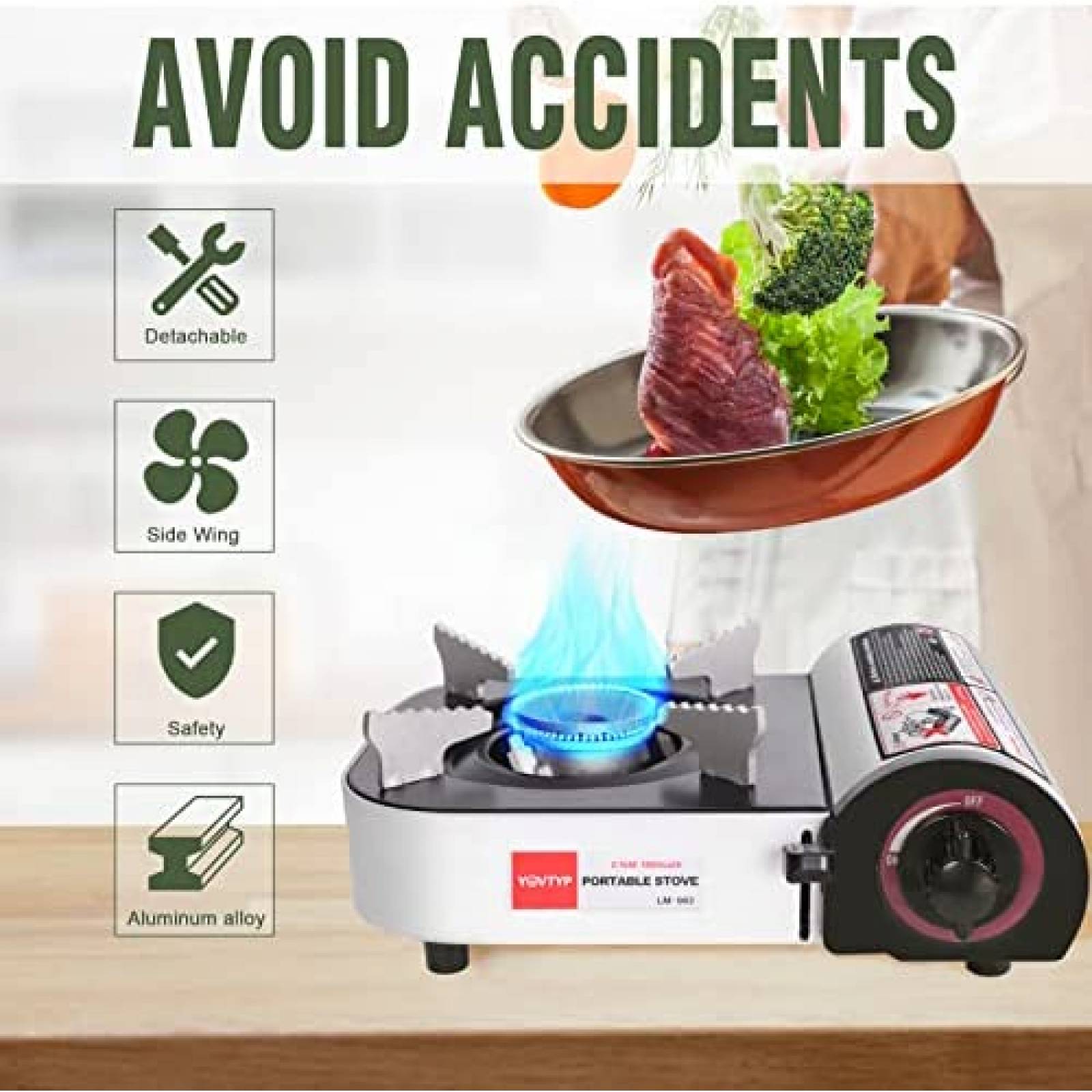 Mini Estufa Portatil de Gas Butano Jhiin 7200 BTU -Blanco