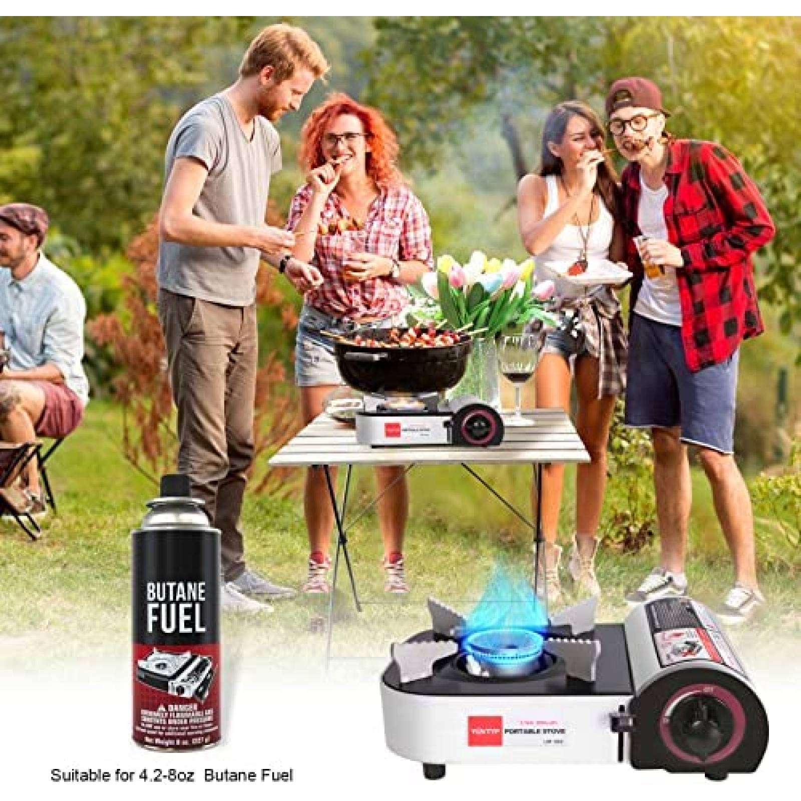 Mini Estufa Portatil de Gas Butano Jhiin 7200 BTU -Blanco