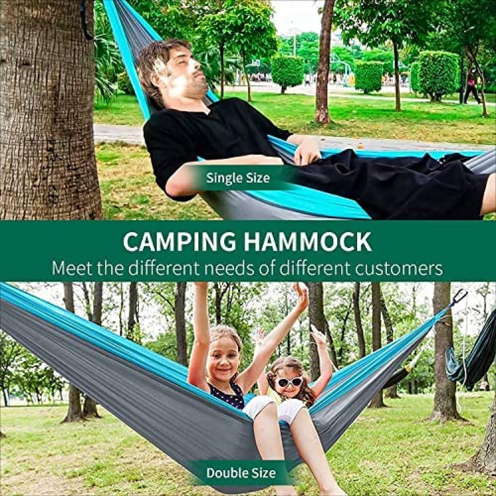 Hamaca para Acampar Szhlux 106"L x 55"W -Azul/Gris