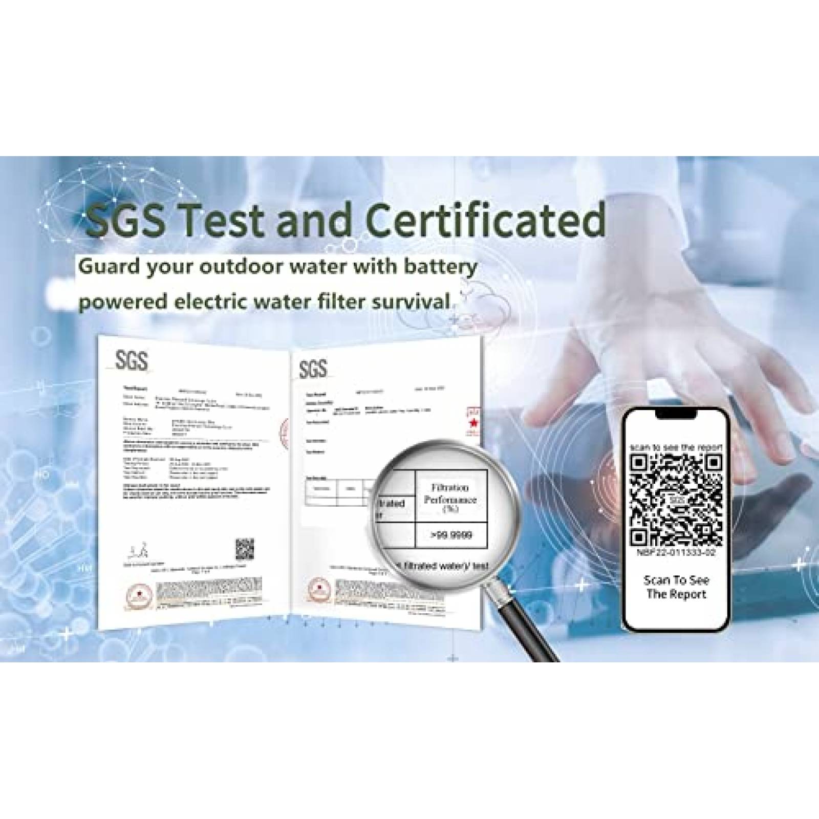 Purificador De Agua Portatil CaredWater Para Camping -Verde