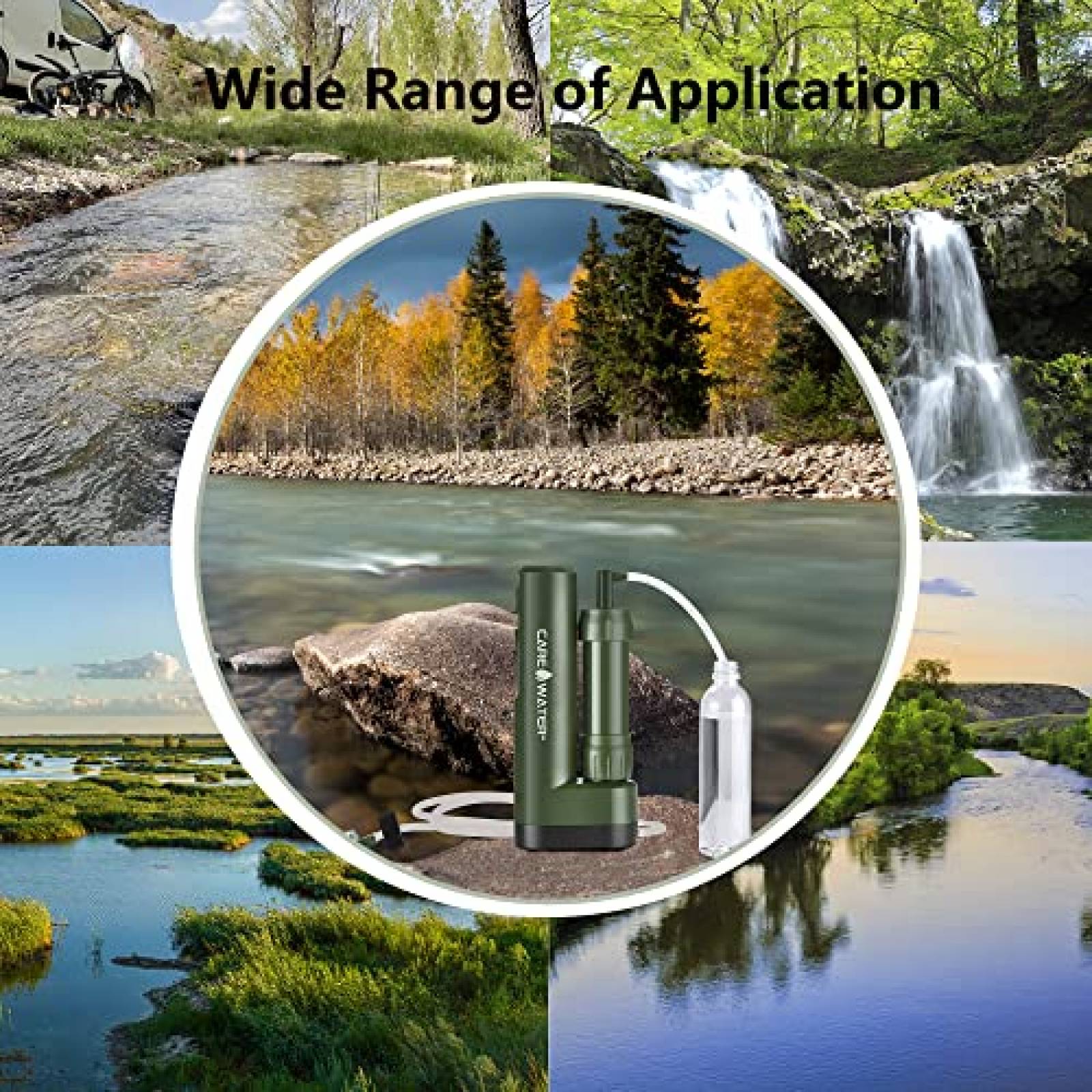 Purificador De Agua Portatil CaredWater Para Camping -Verde