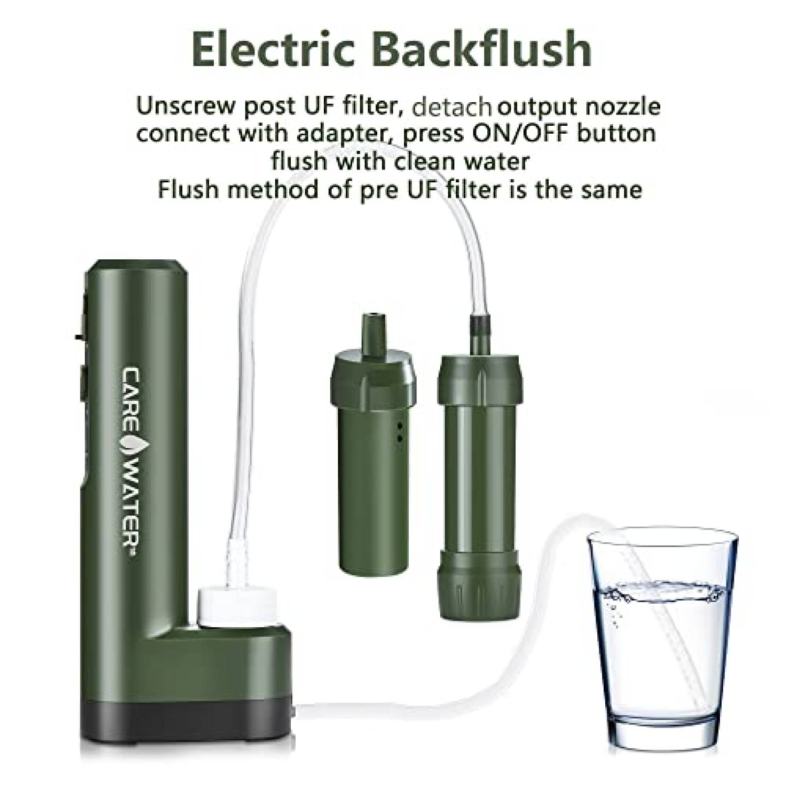 Purificador De Agua Portatil CaredWater Para Camping -Verde