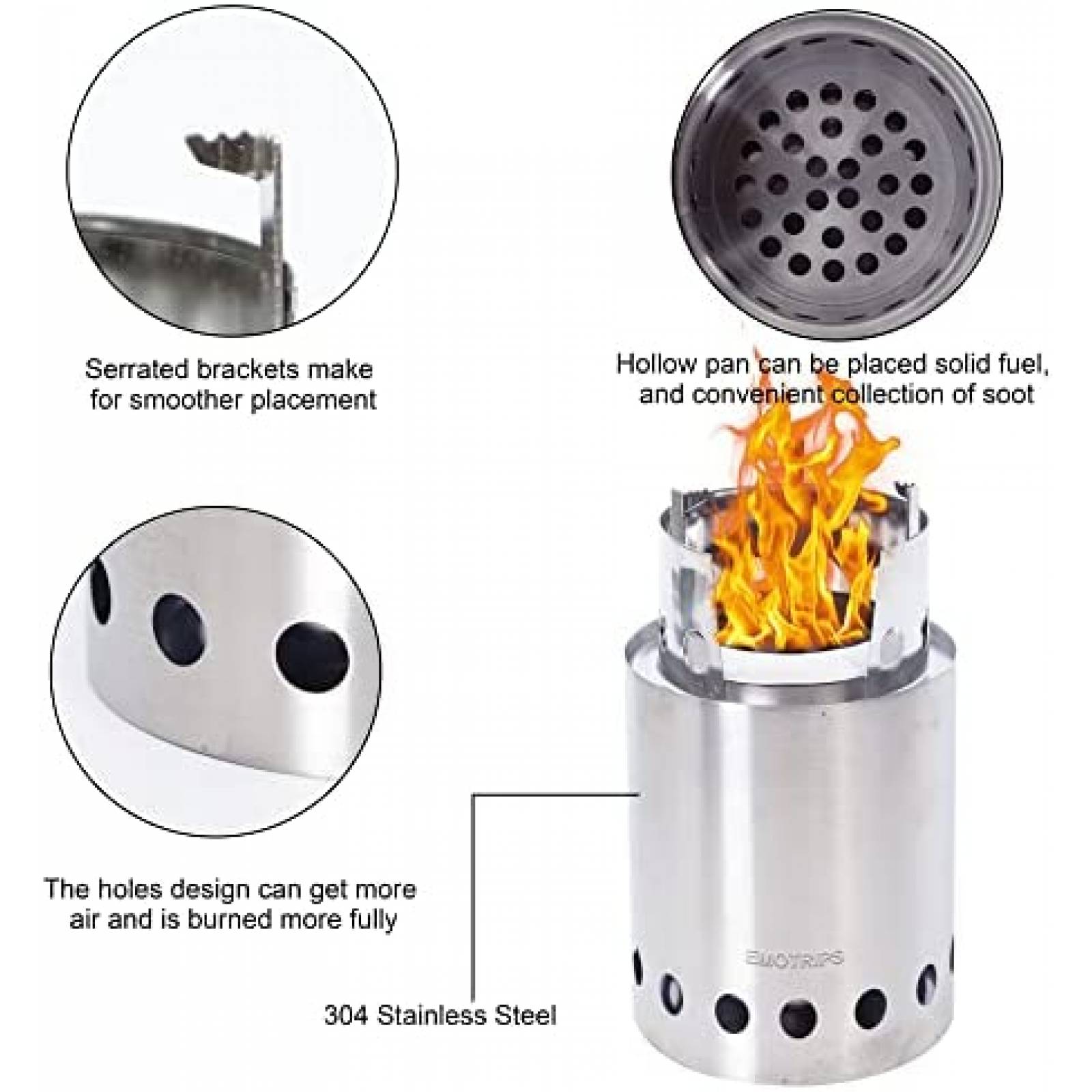 Pozo de Fuego Portatil EMOT 5" Acero Inoxidable -Plateado