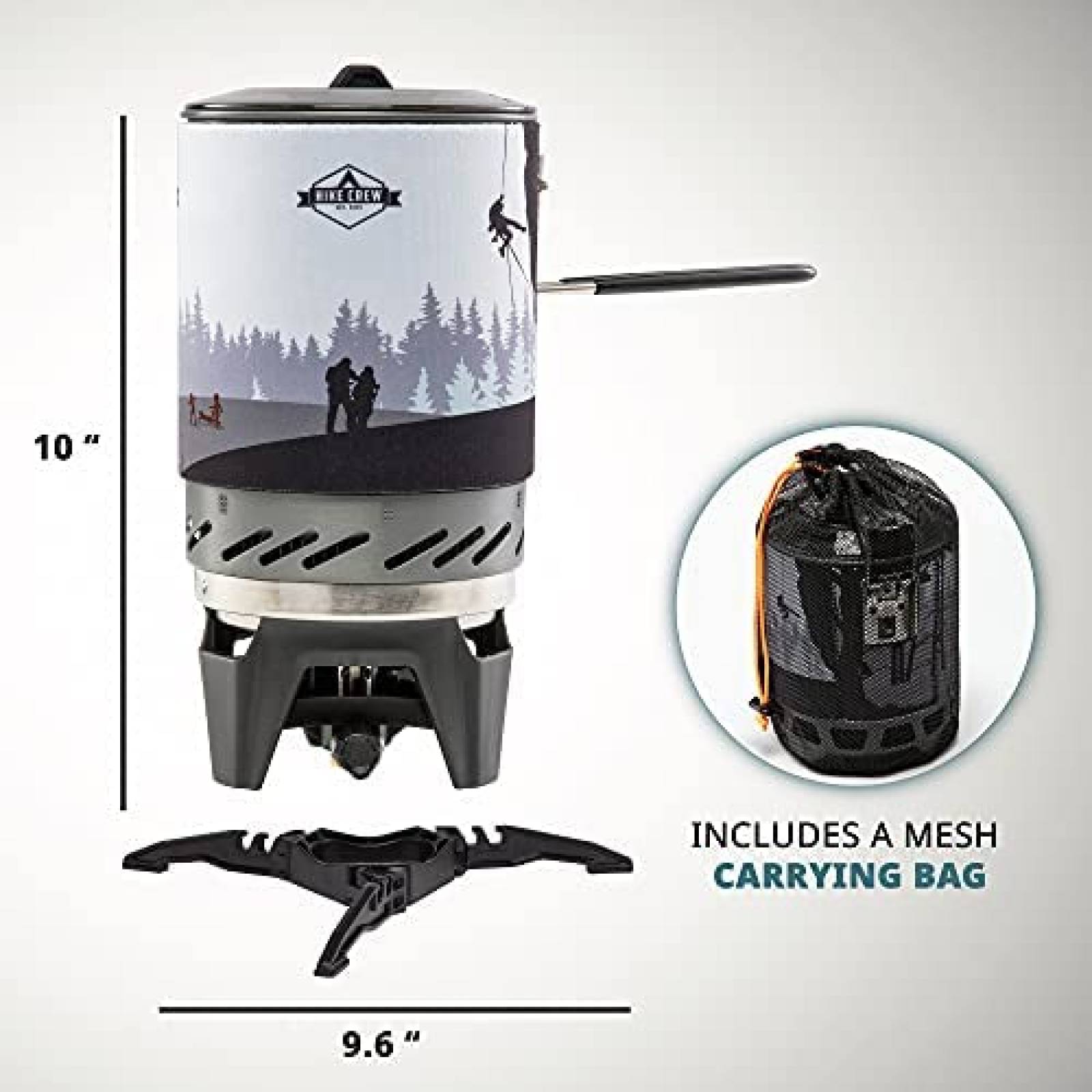 Estufa Portatil para Campamento Hike Crew Cap. 1L -Negro