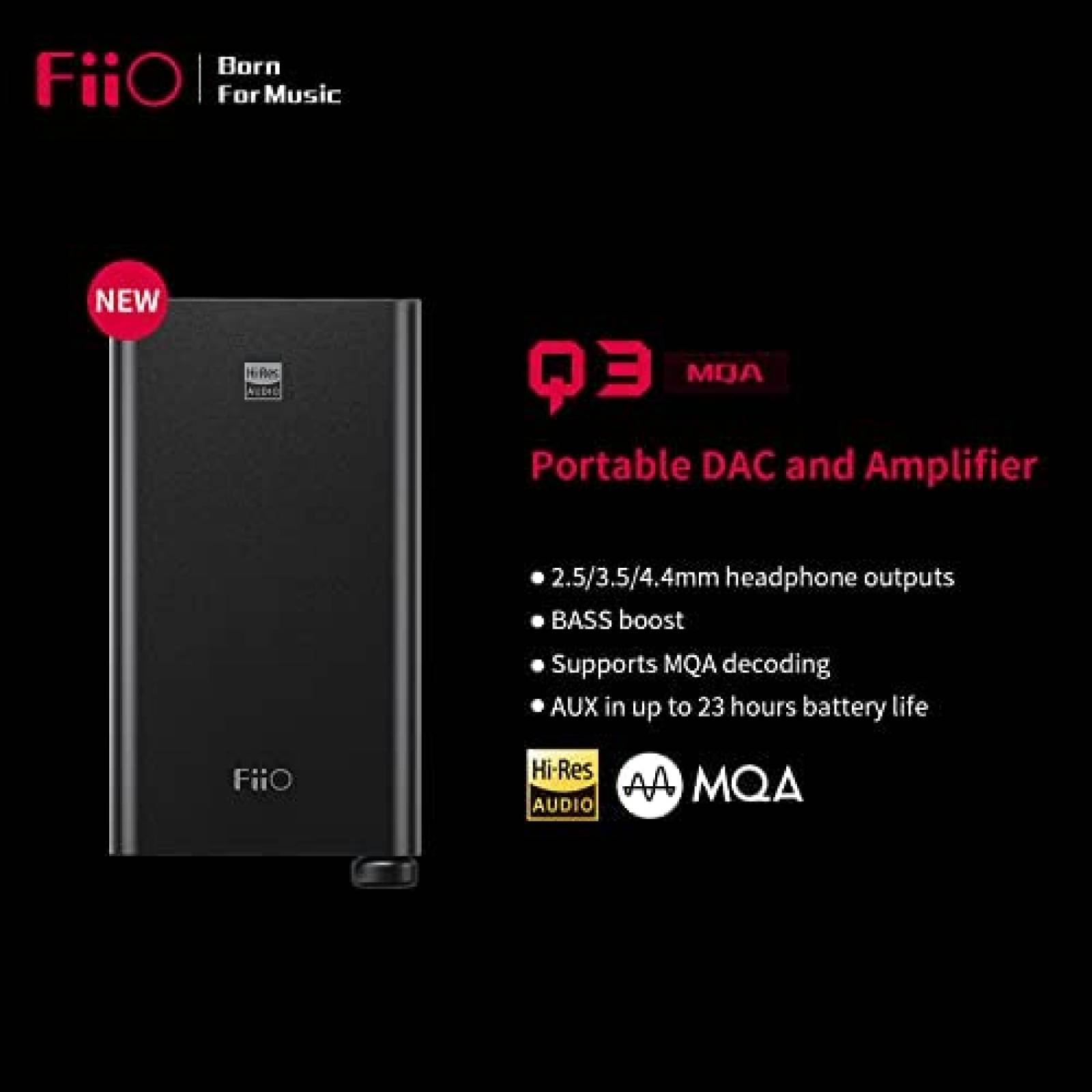 Amplificador Portatil FiiO Q3 para PC/Celular -Negro