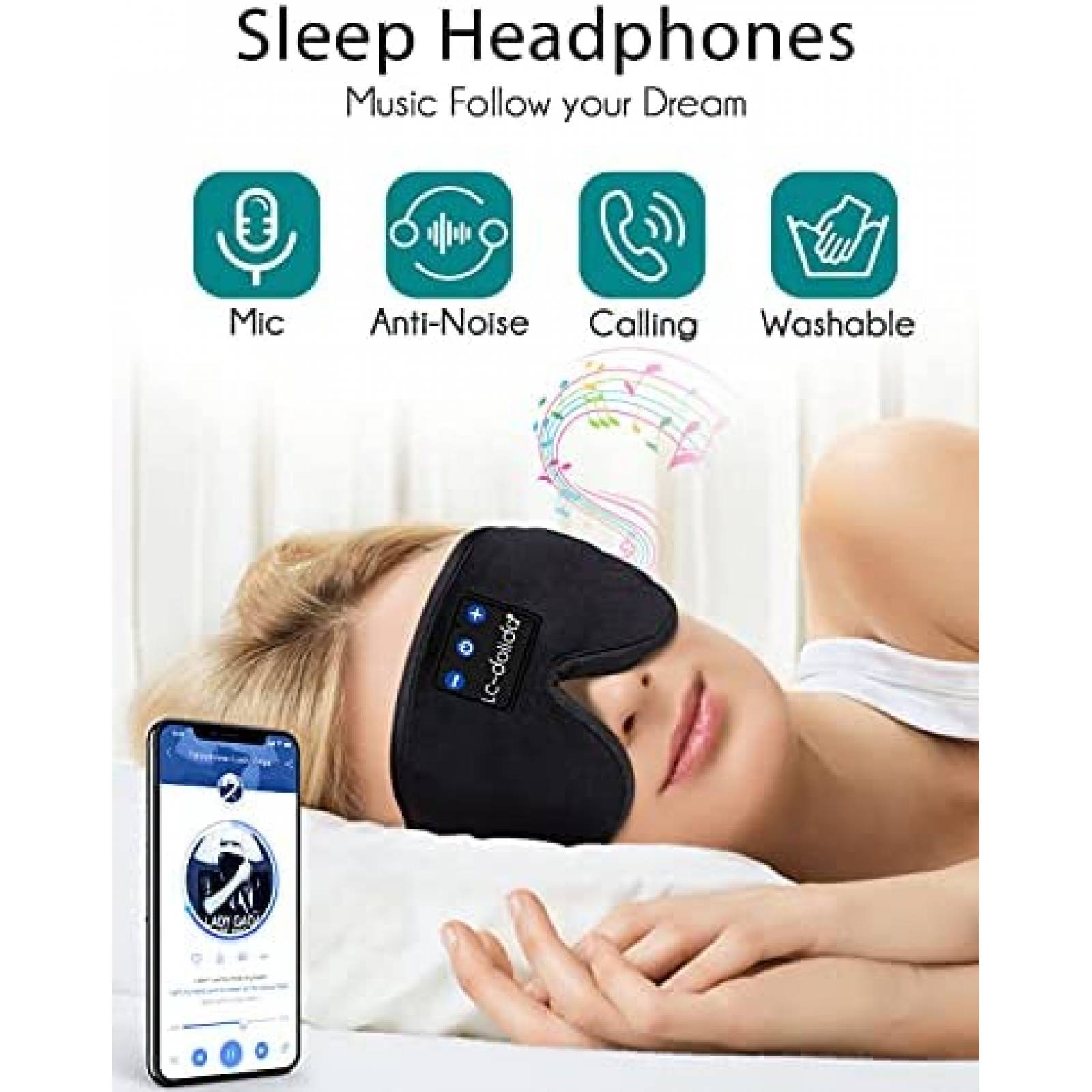 Audifonos Para Dormir LC-DOLIDA Con Mascara Bluetooth -Negro