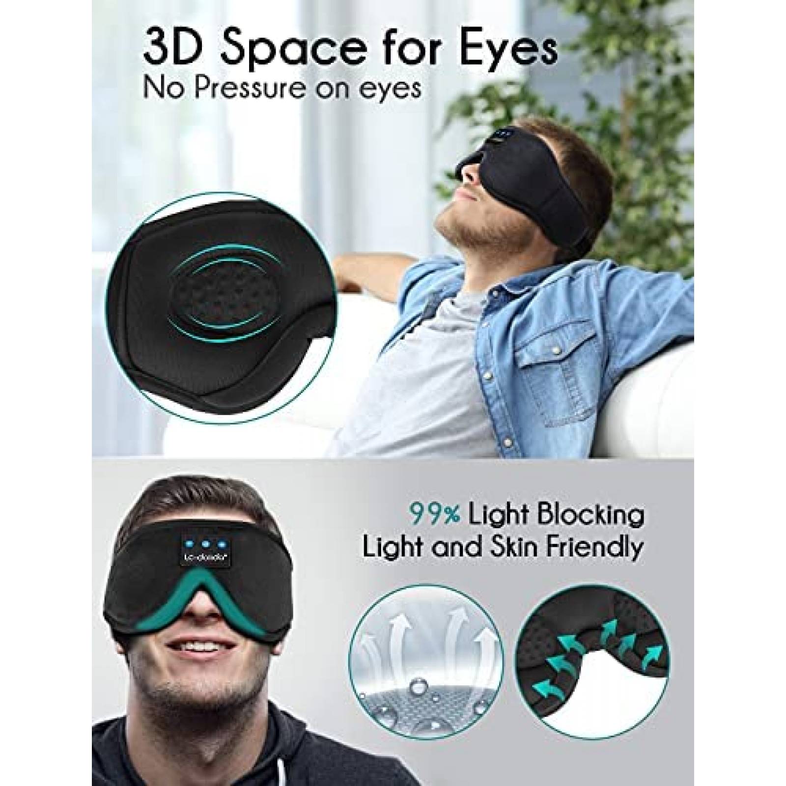 Audifonos Para Dormir LC-DOLIDA Con Mascara Bluetooth -Negro