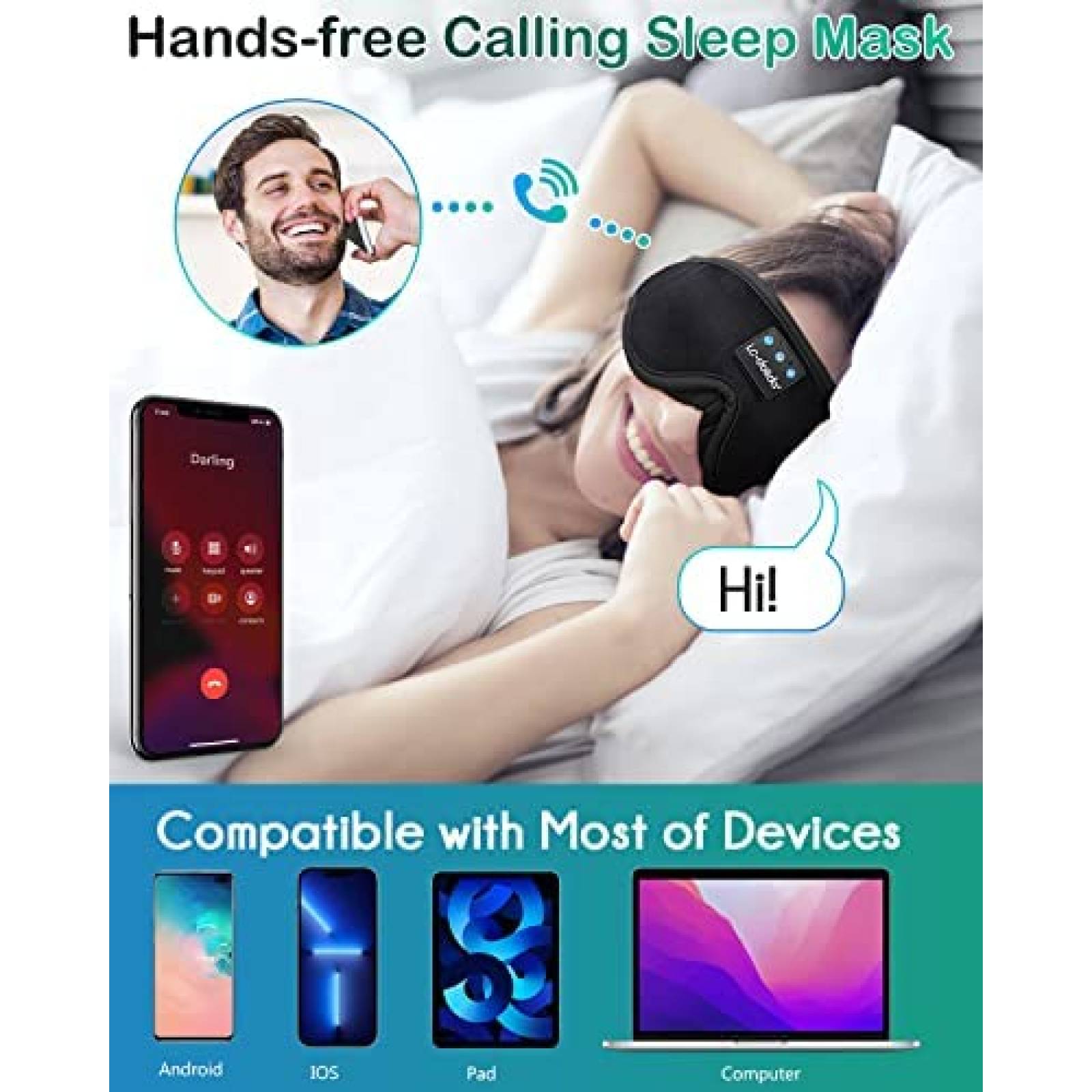 Audifonos Para Dormir LC-DOLIDA Con Mascara Bluetooth -Negro