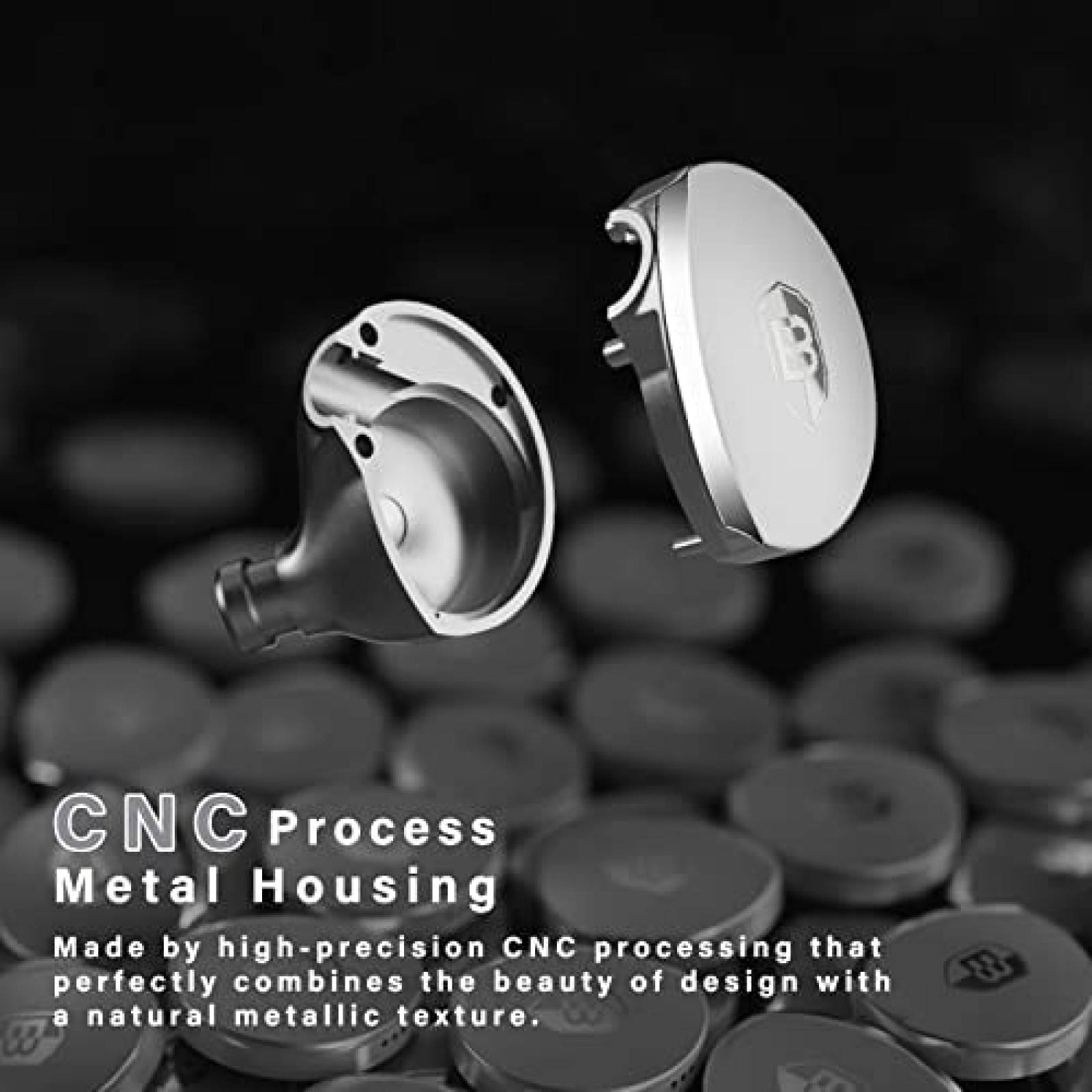 Auriculares IEM BASN 14,5 mm con proceso CNC -Plata