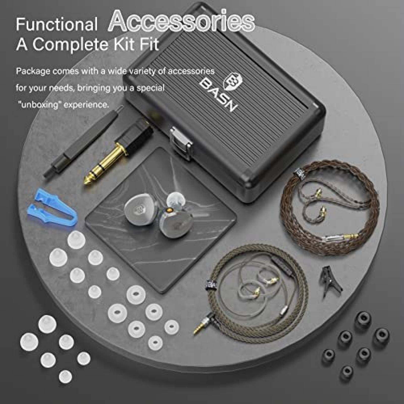 Auriculares IEM BASN 14,5 mm con proceso CNC -Plata