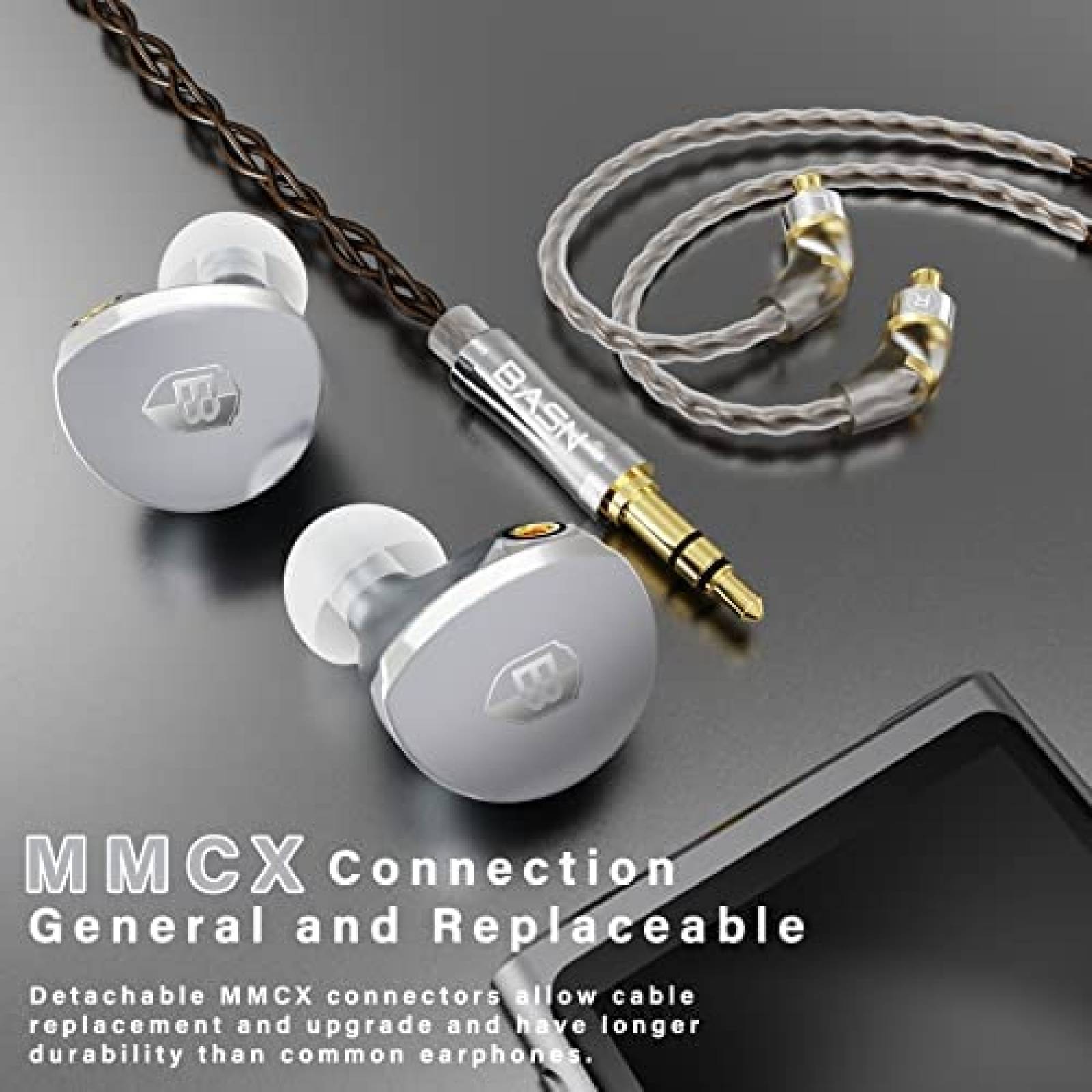 Auriculares IEM BASN 14,5 mm con proceso CNC -Plata
