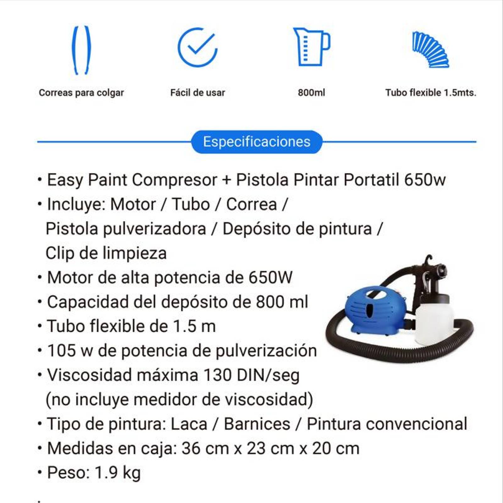 Máquina Portátil Easy Compresor + Pistola Para Pintar Paint 650W 