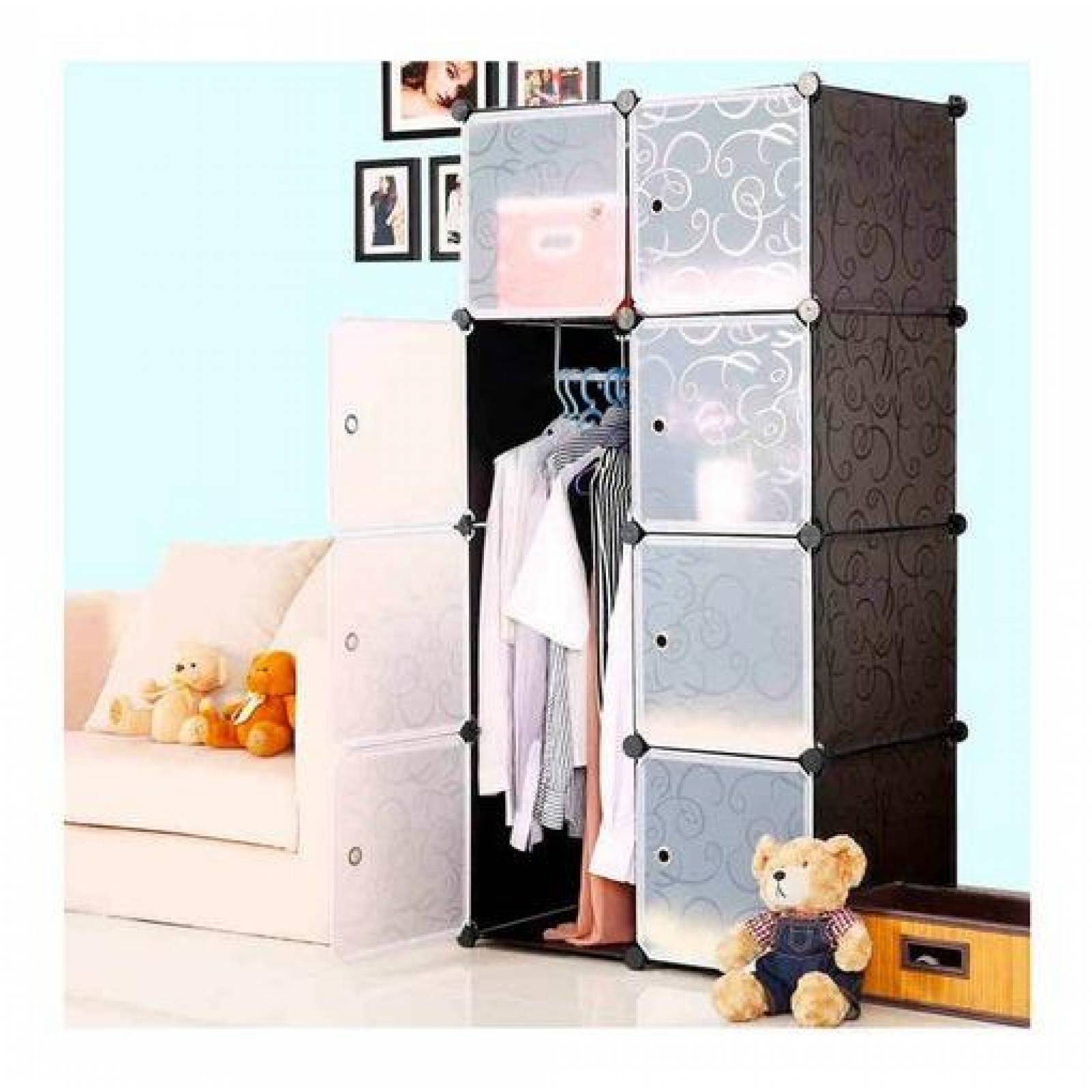Closet Armario Multifuncion 8 Moldulos Transparente Desarmable