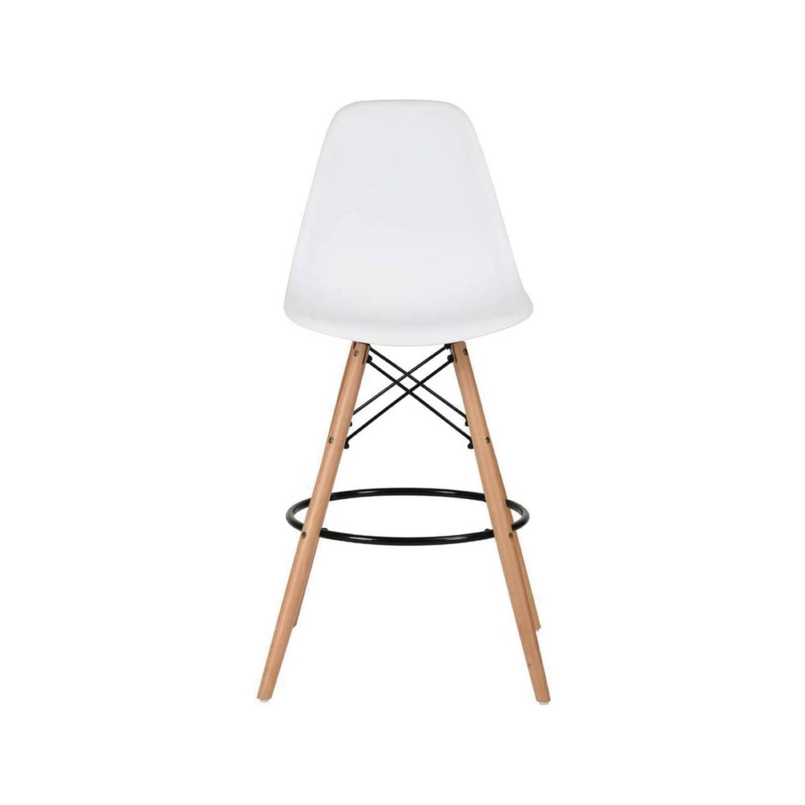 Silla Taburete De Bar Moderno Tipo Eames Respaldo Alto Blanco