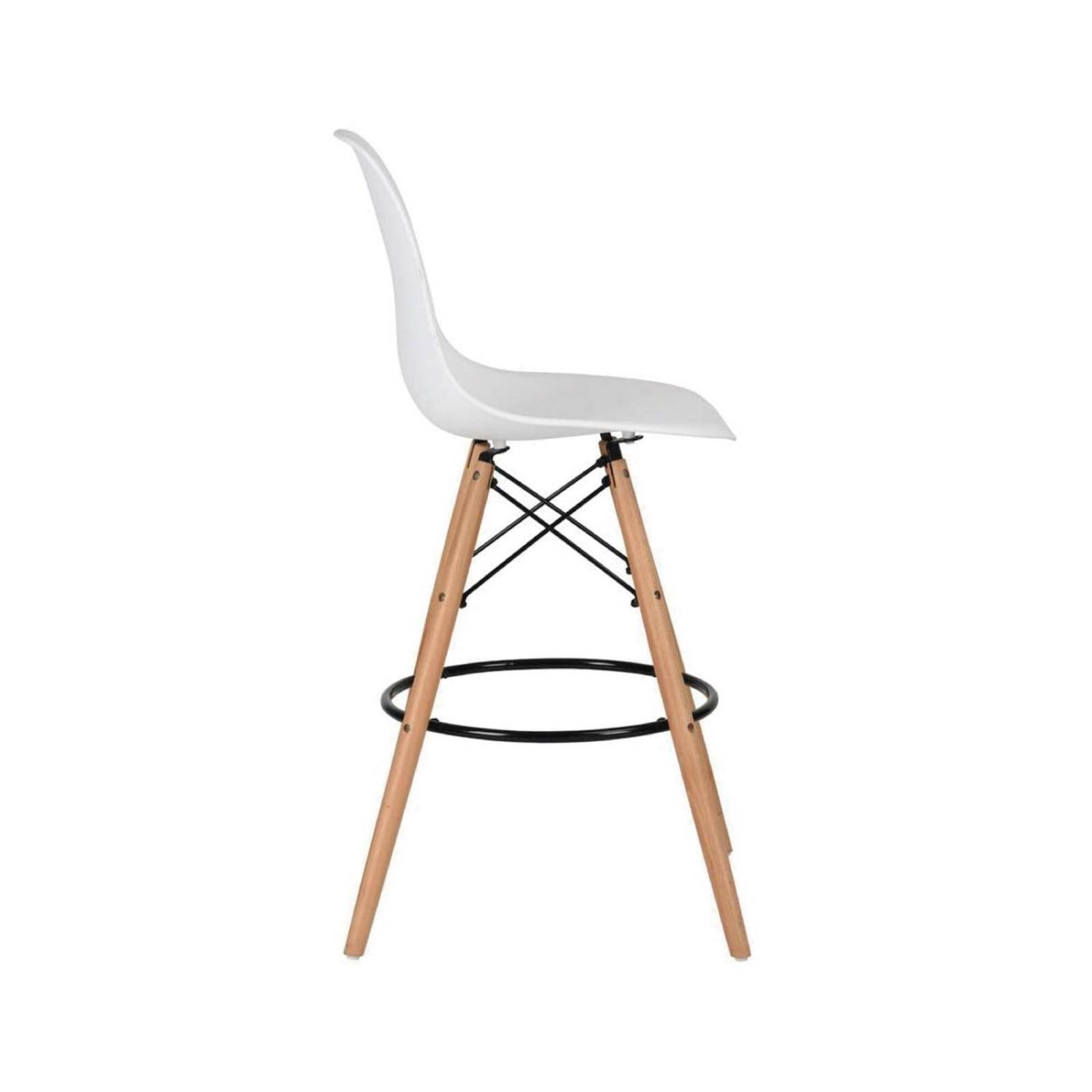 Silla Taburete De Bar Moderno Tipo Eames Respaldo Alto Blanco