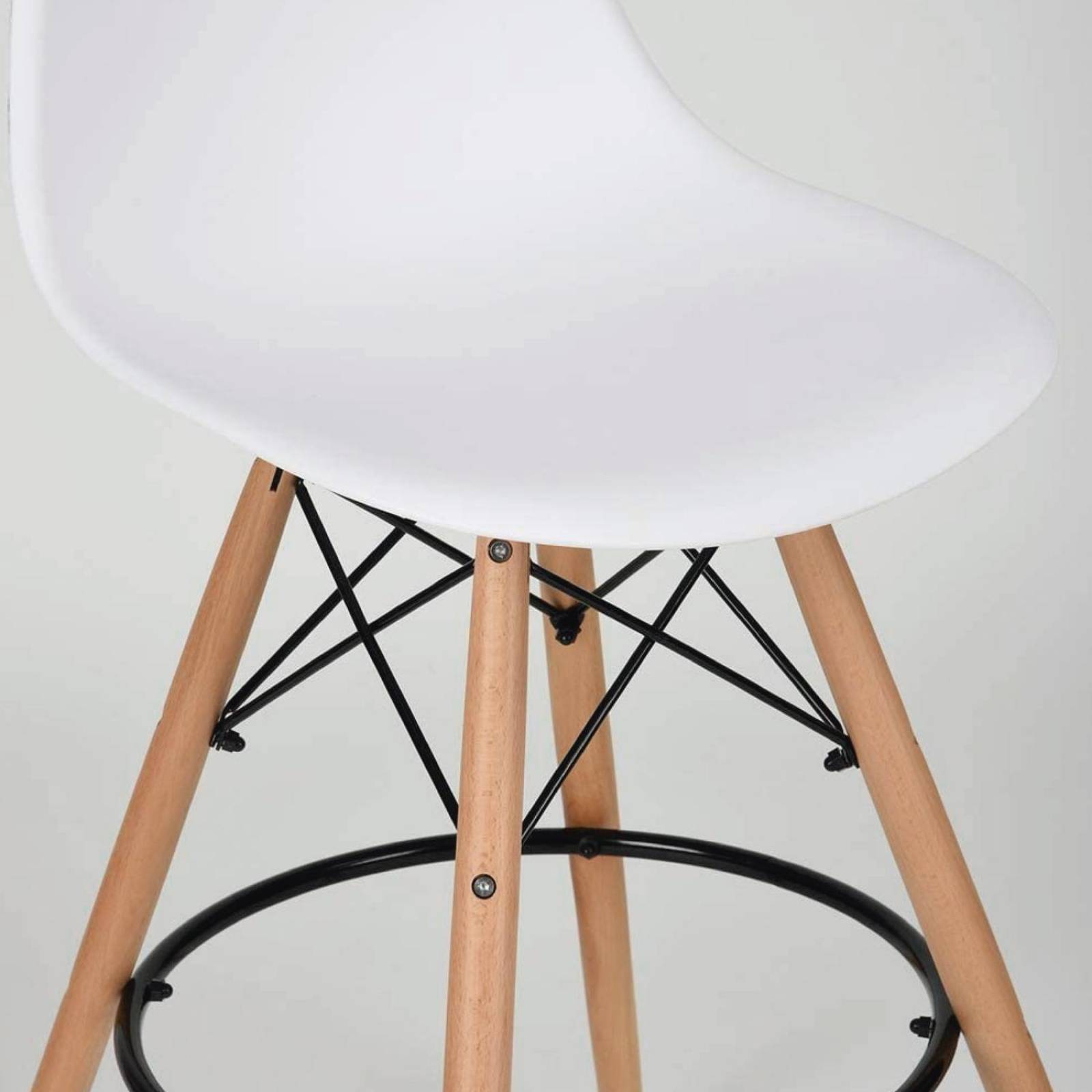 Silla Taburete De Bar Moderno Tipo Eames Respaldo Alto Blanco