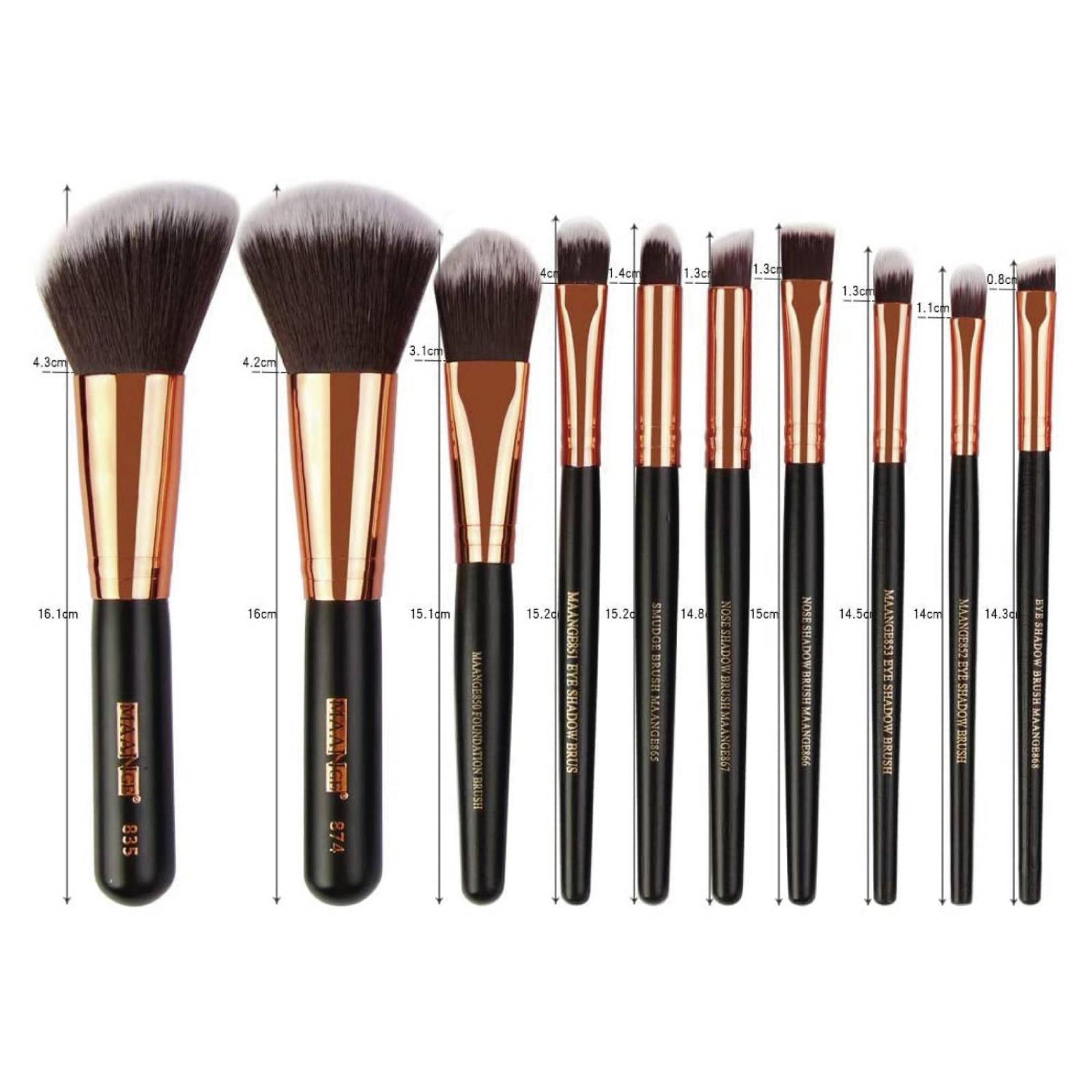 Set 22 Brochas Maquillaje Profesional Cepillos Ojos Maange Negro