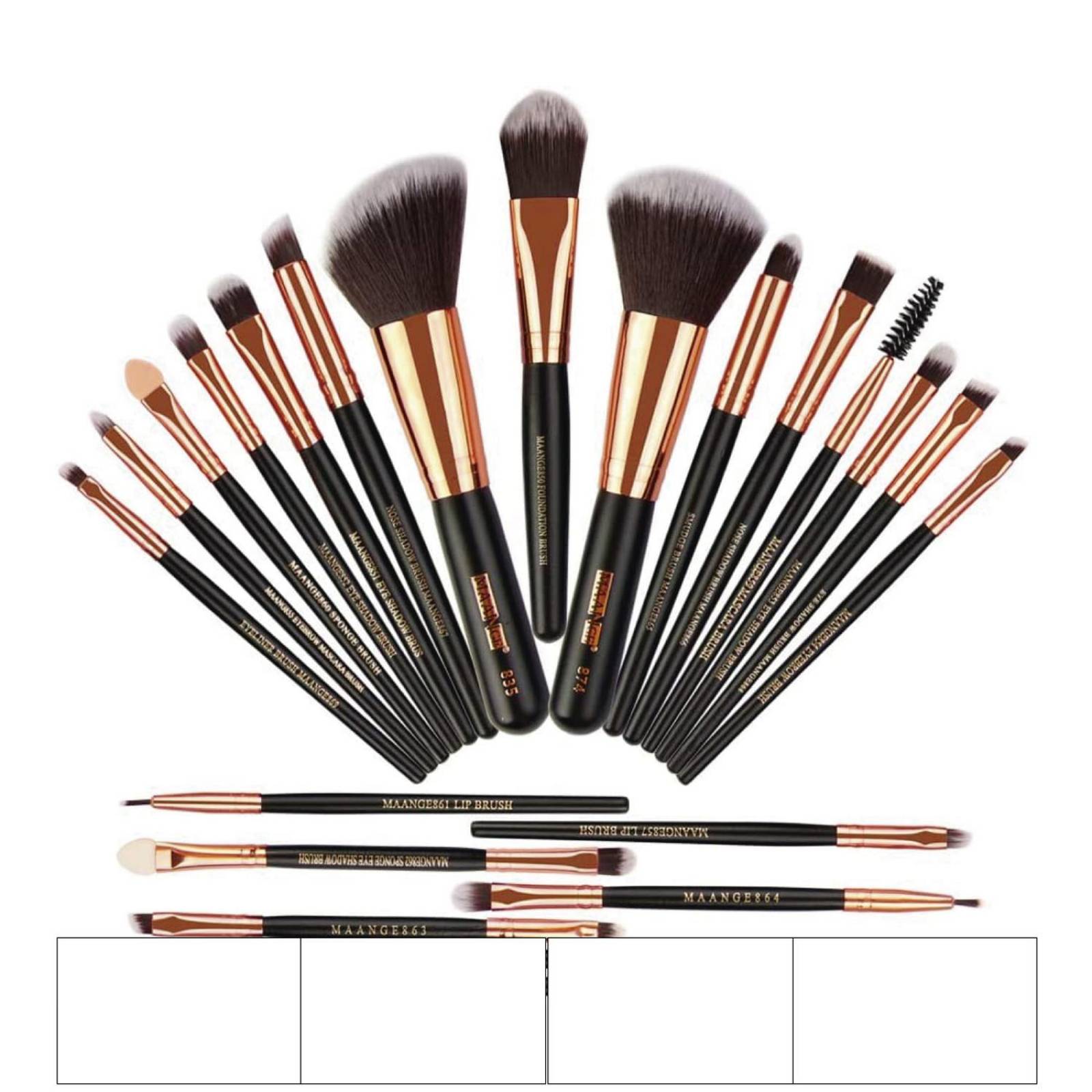 Set 22 Brochas Maquillaje Profesional Cepillos Ojos Maange Negro