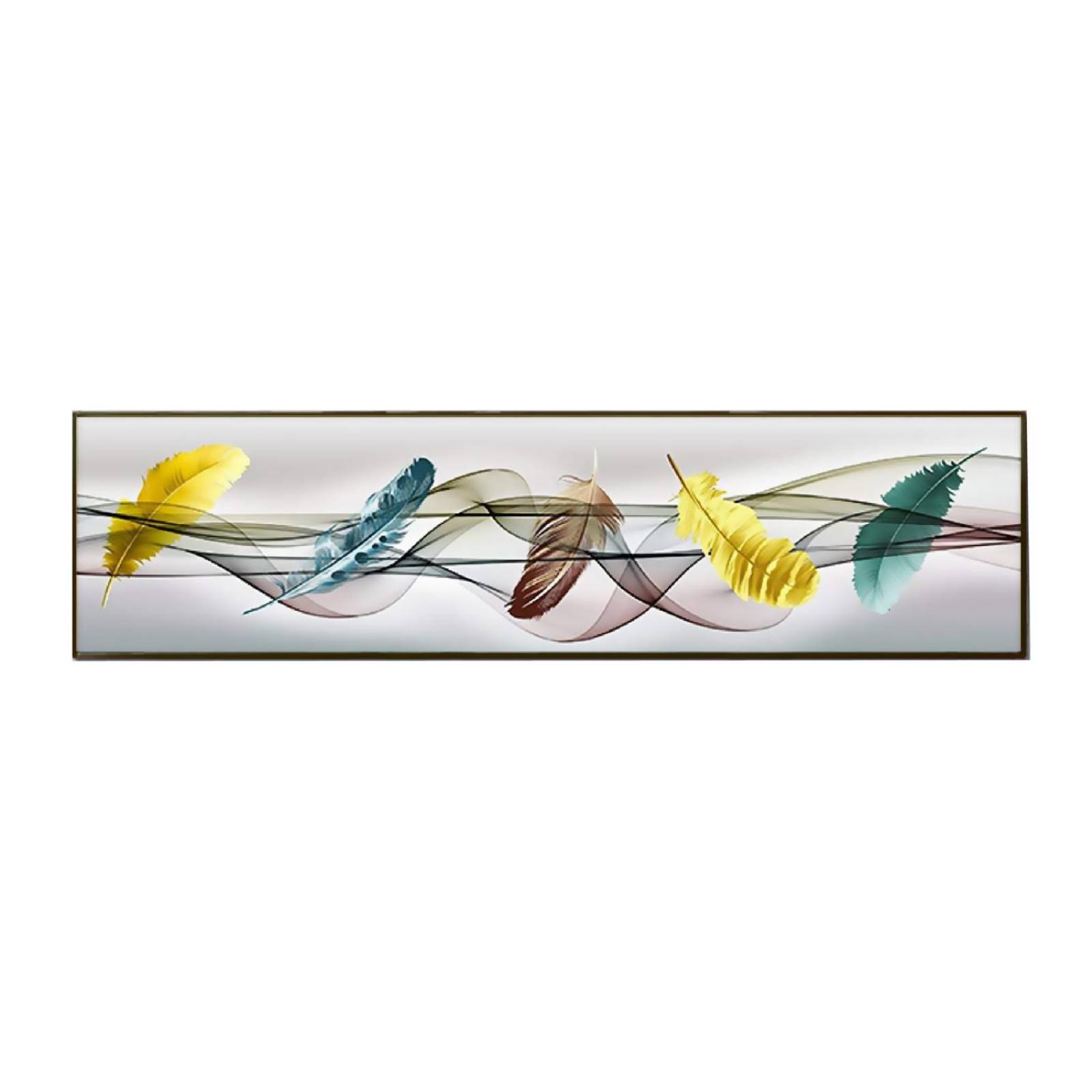 Cuadros Canvas Con Marco Sobre Lienzo Minimalista Abstracto 120x40Cm Plumas Pequeñas