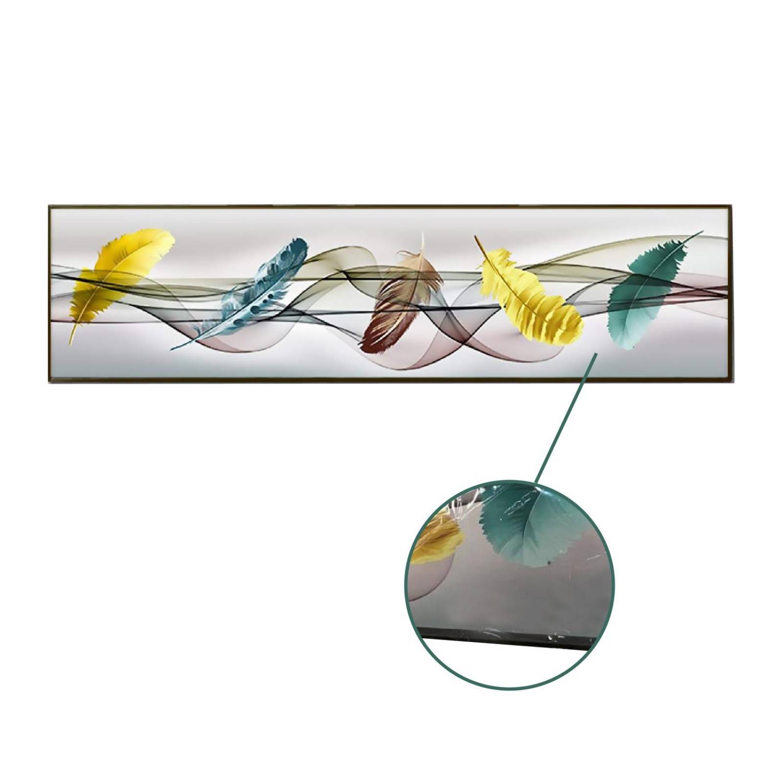 Cuadros Canvas Con Marco Sobre Lienzo Minimalista Abstracto 120x40Cm Plumas Pequeñas
