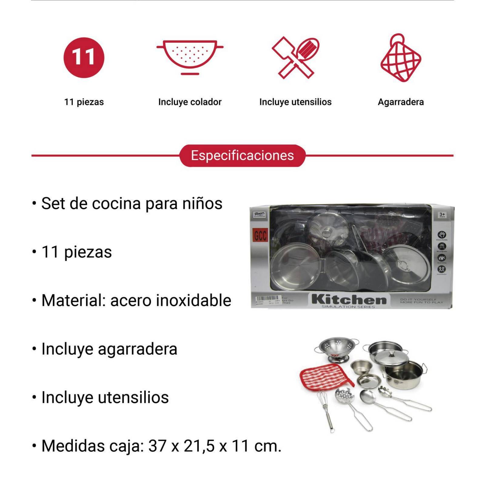 Juego De Cocina Kids Set Juguete De Cocina 11 Piezas 