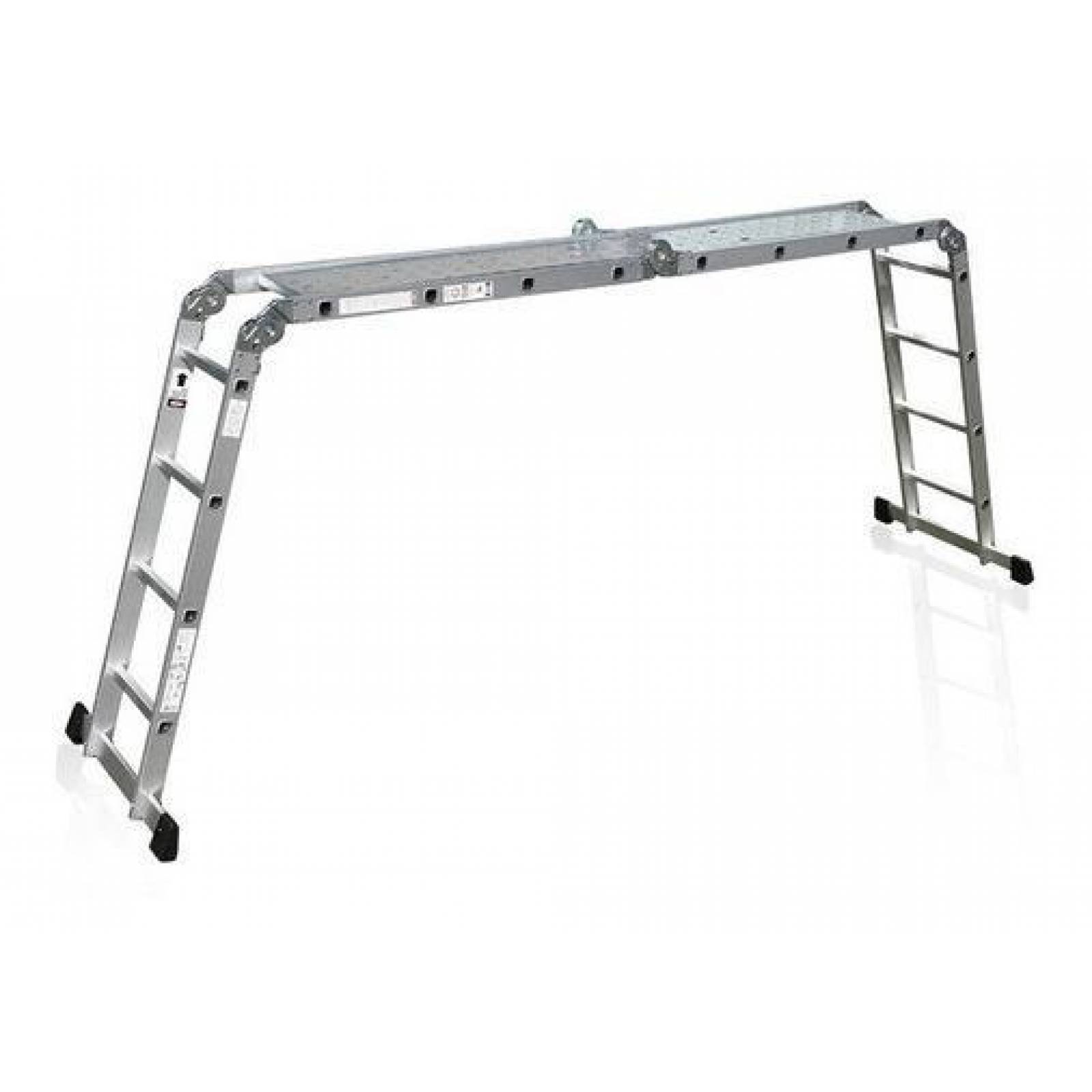 Escalera Aluminio Con Andamio Multiposiciones 16 Peldaños 