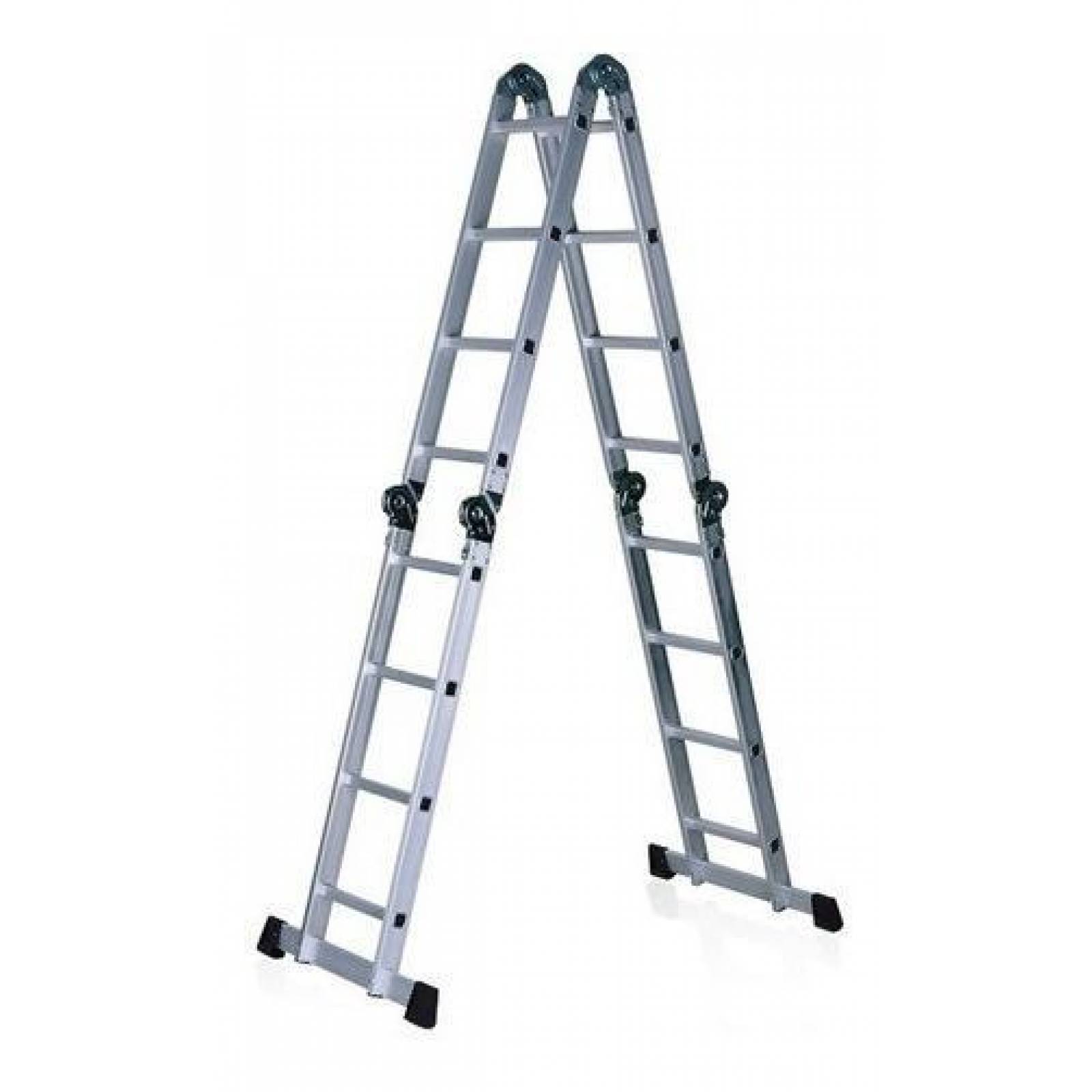 Escalera Aluminio Con Andamio Multiposiciones 16 Peldaños 