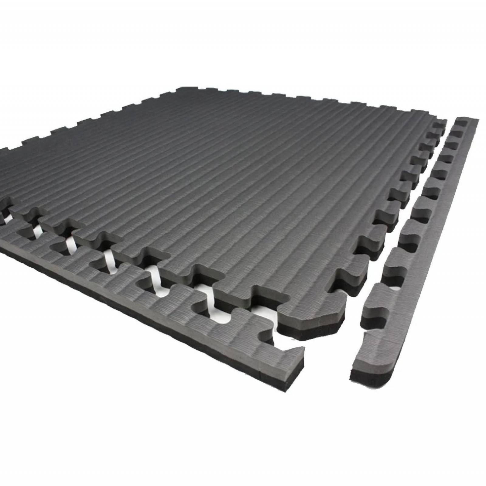 Piso Para Gimnasio Tapete Gym 100x100 X 2 Cm Ejercicio Fitness Negro - Gris Mediano