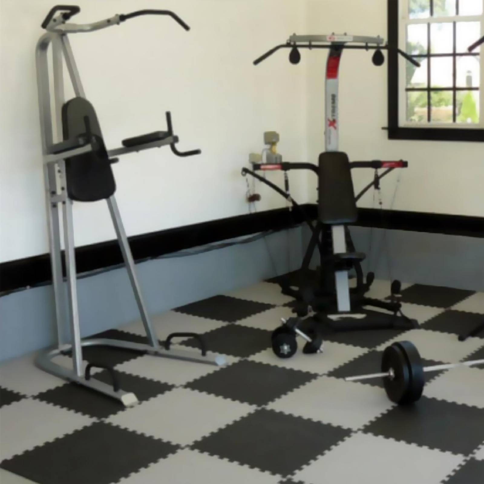 Piso Para Gimnasio Tapete Gym 100x100 X 2 Cm Ejercicio Fitness Negro - Gris Mediano