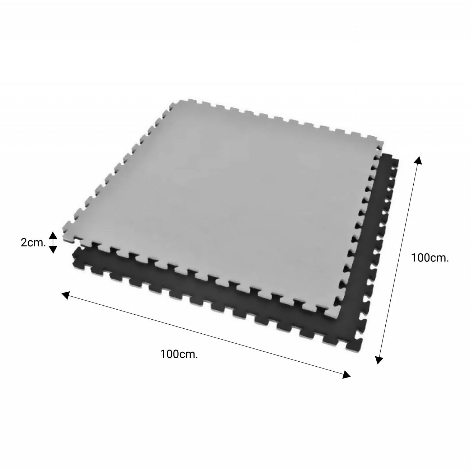 Piso Para Gimnasio Tapete Gym 100x100 X 2 Cm Ejercicio Fitness Negro - Gris Mediano