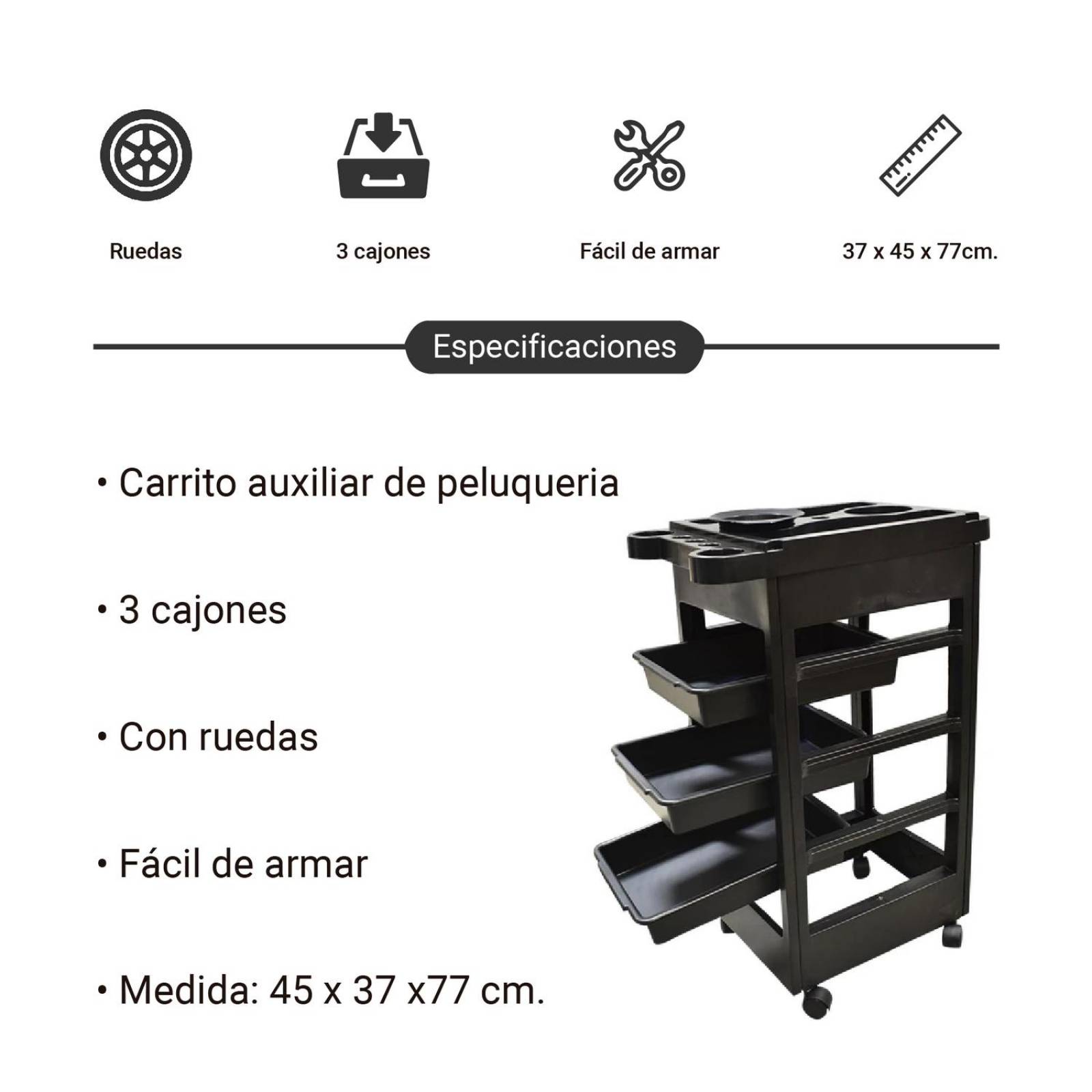 Carrito Auxiliar De Estetica Mesa Carro Para Salon Belleza 