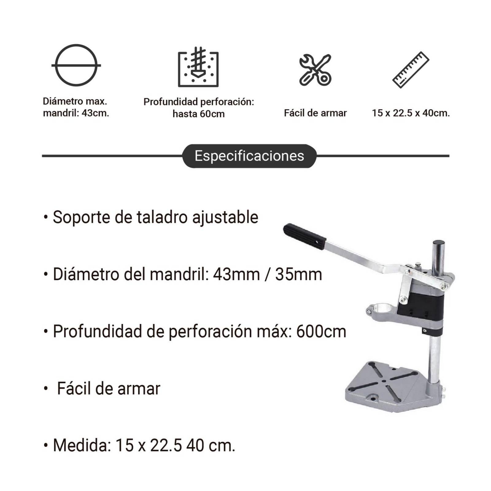 Soporte Vertical Para Taladro 60 Mm Madera Metal Y Plástico