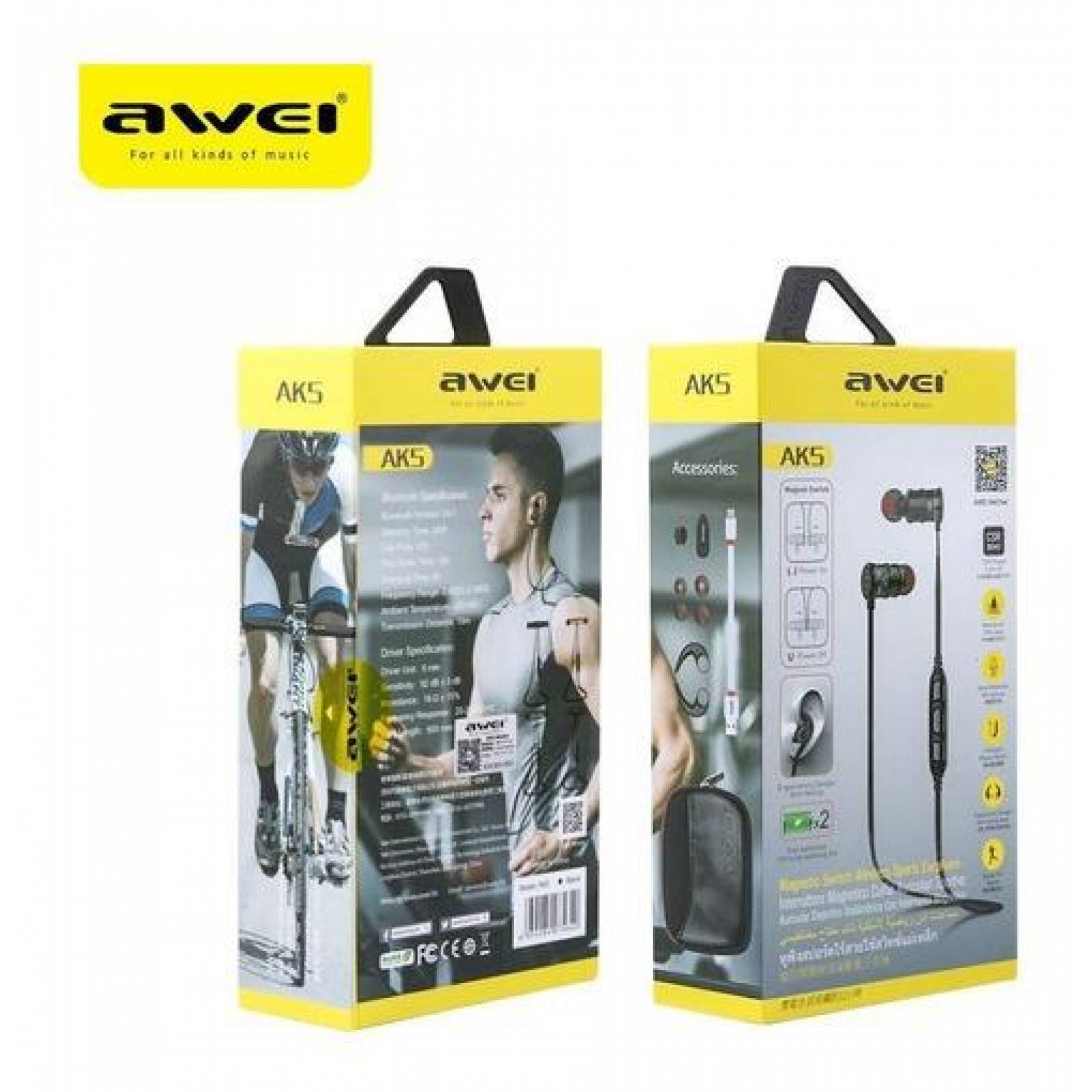 Audífonos Magnéticos Awei Ak5 Inal. Bt Deportivos Gris KUSA-AK5-2-GRI 
