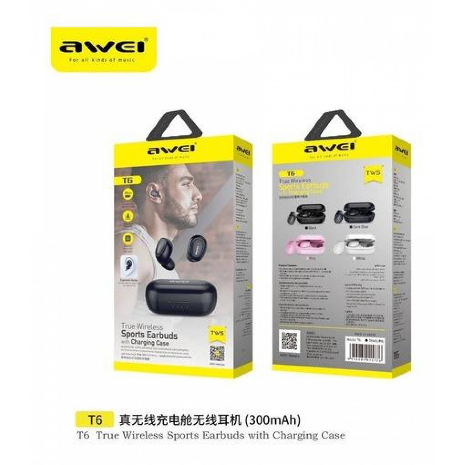 Audífonos Intraurales Awei T6 Bluetooth C/reducción De Ruido 