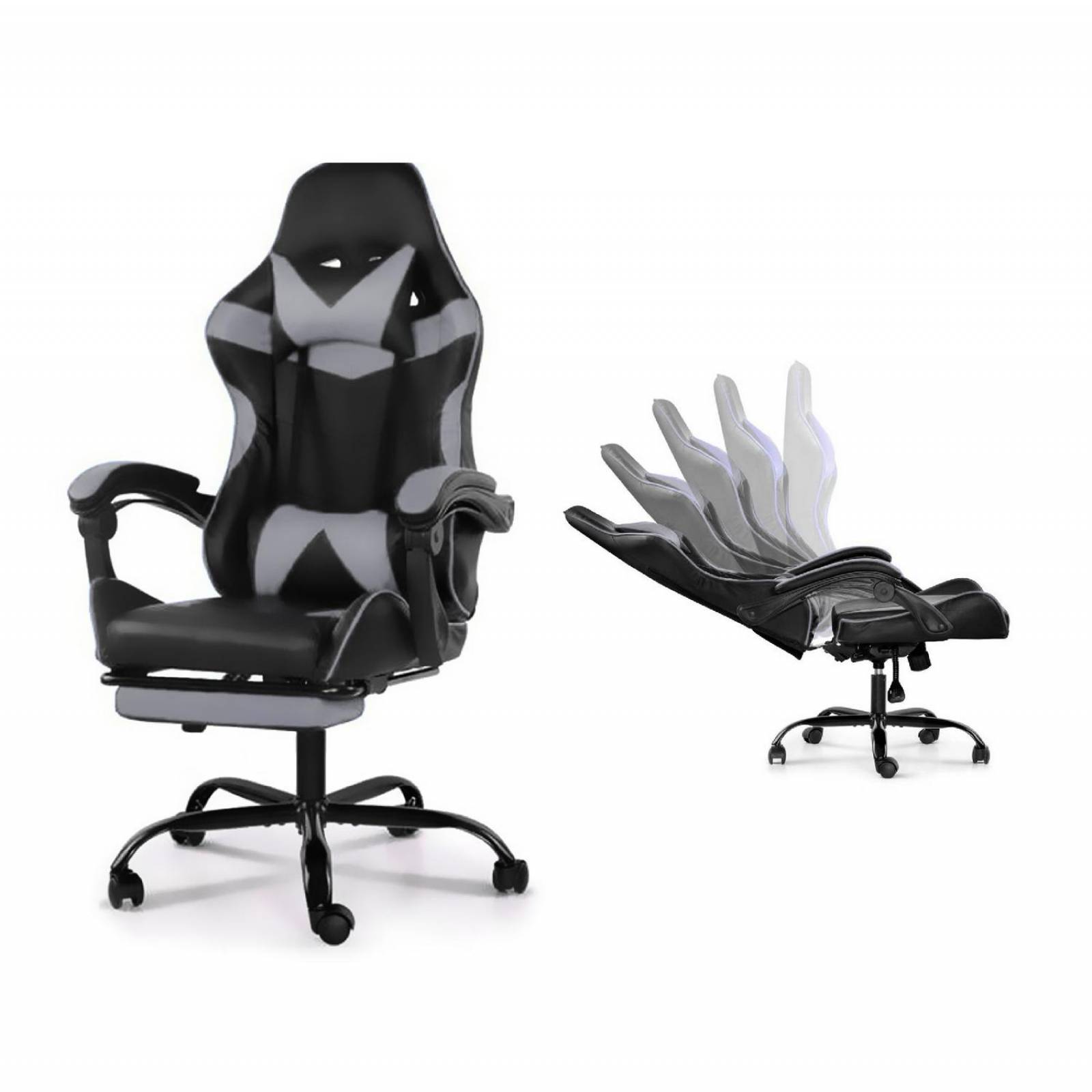 Silla Gamer Ergonómica reposa pies Cojín desmontable reclinable Audiotek