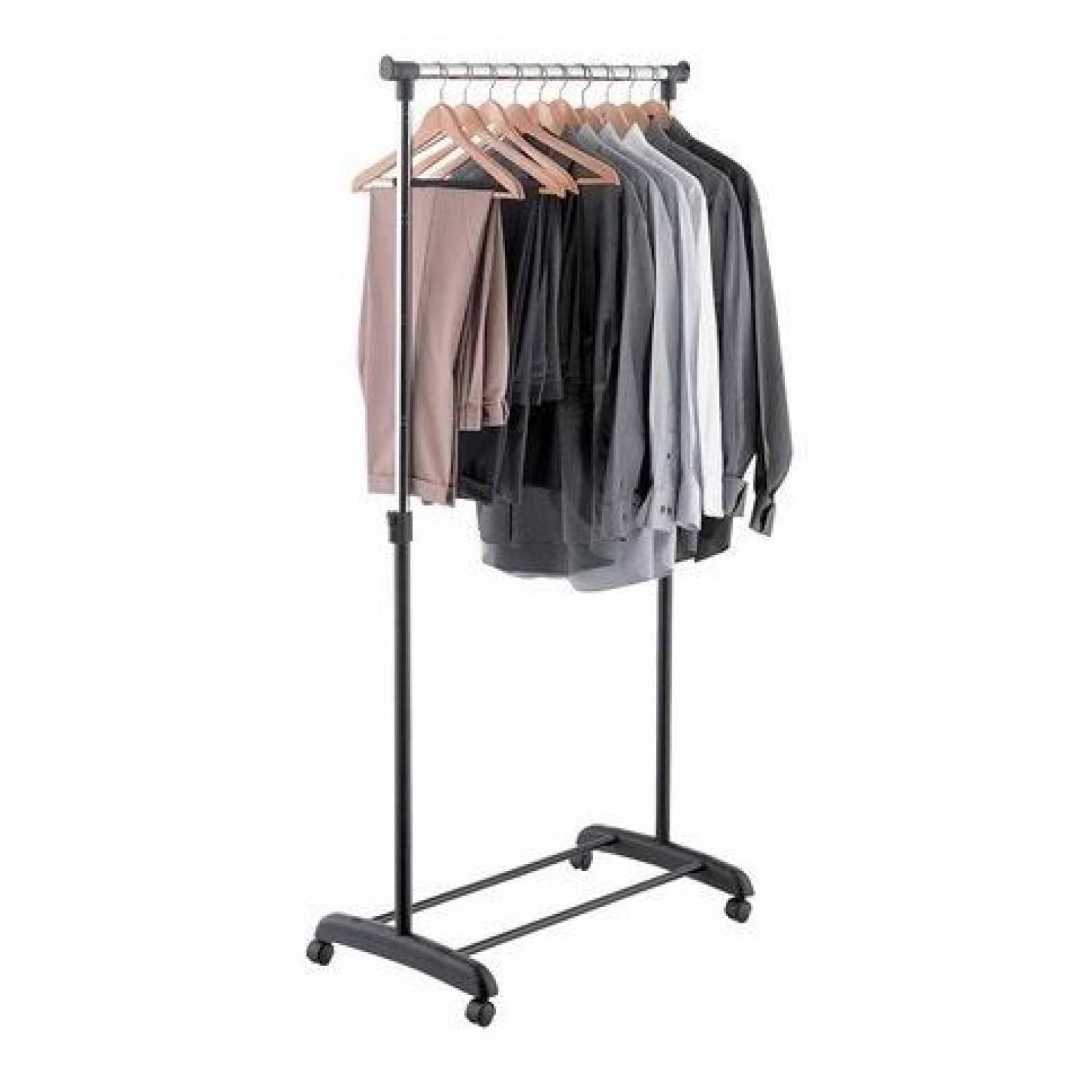 Perchero Rack De Ropa Adjustable En Altura Con Ruedas 