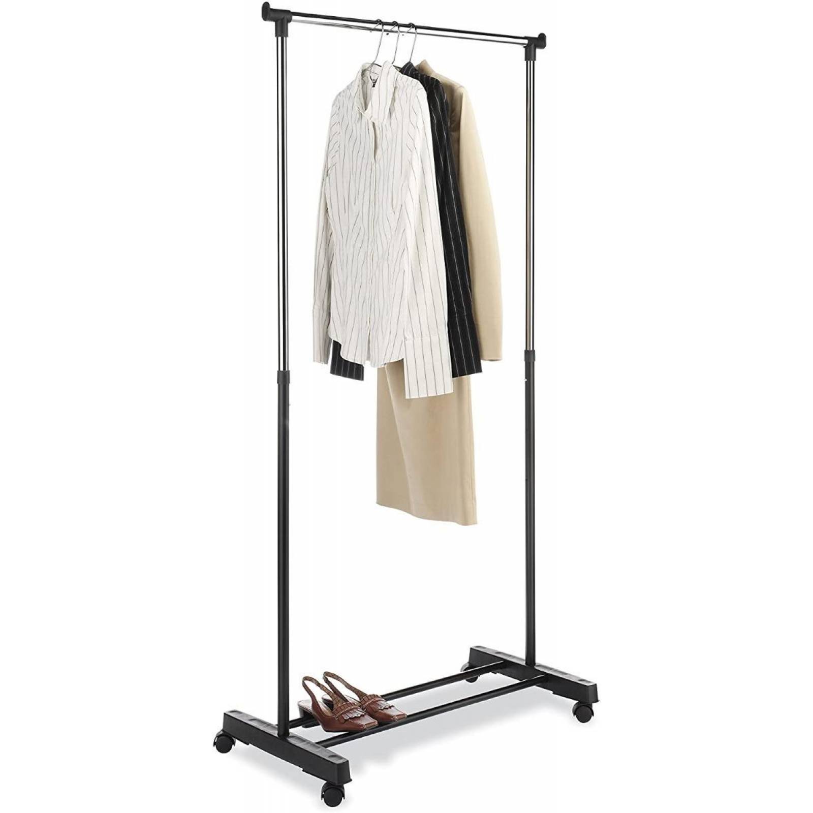 Perchero Rack De Ropa Adjustable En Altura Con Ruedas 