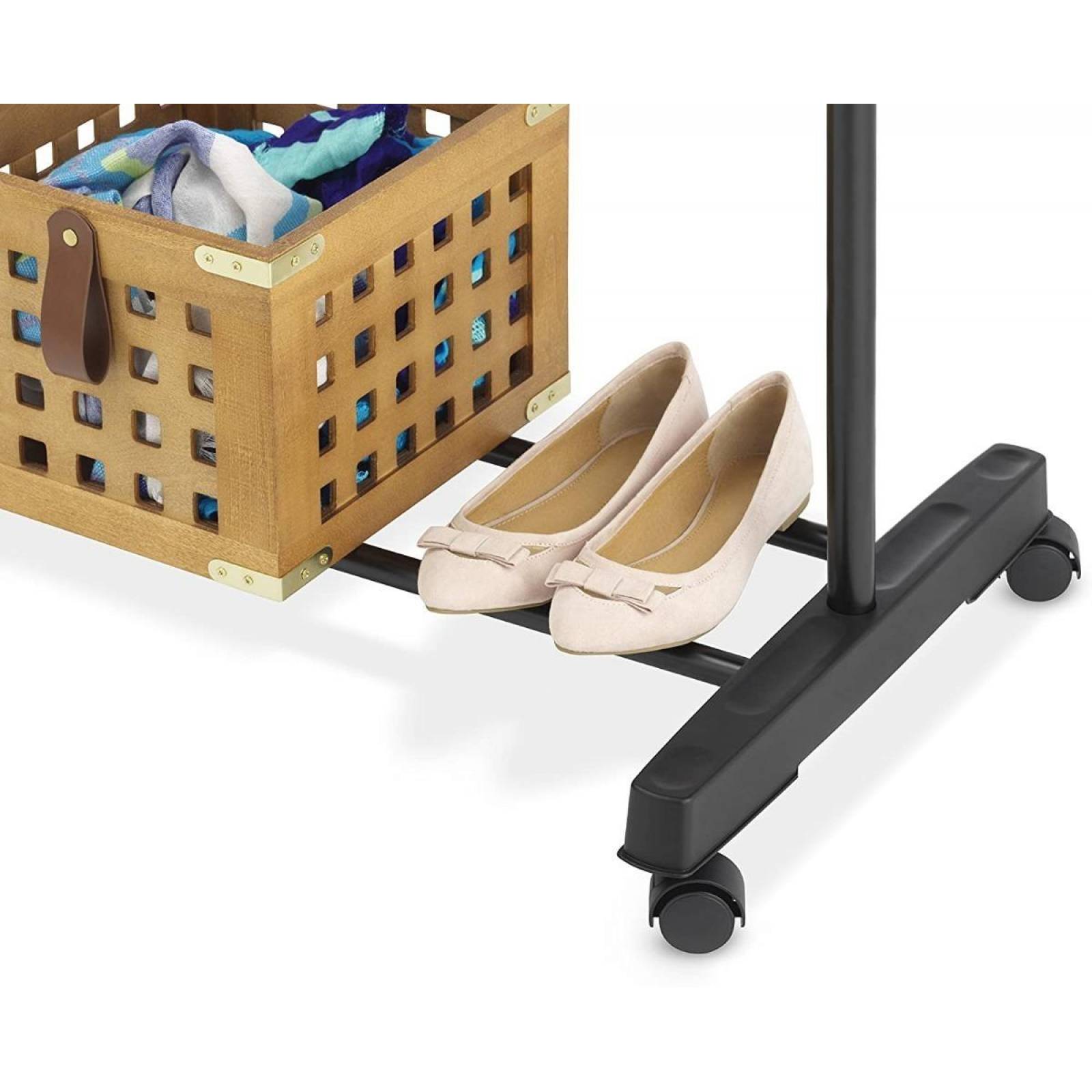 Perchero Rack De Ropa Adjustable En Altura Con Ruedas 
