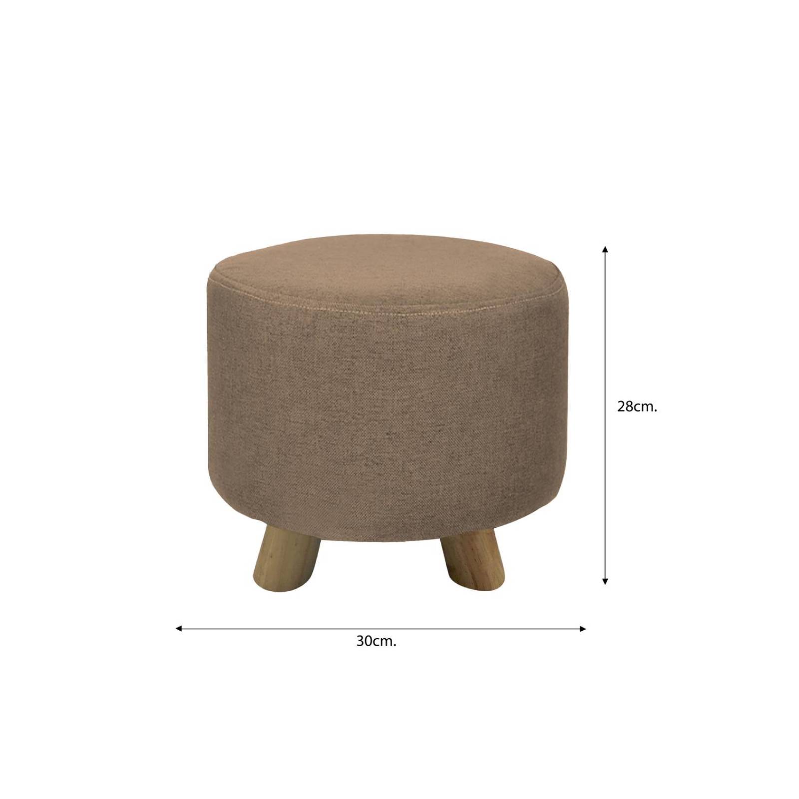 Banco Puff Banquito De Madera 4 Patas Tela Lisa Café Claro Chico
