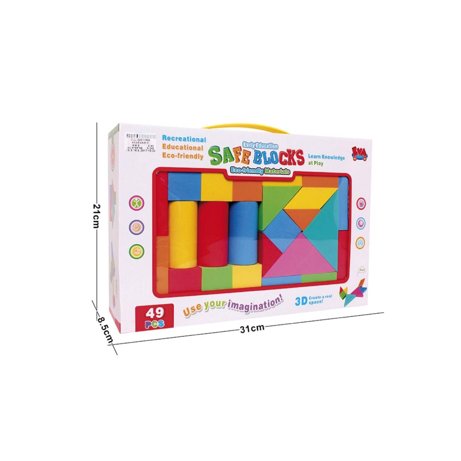 Juguete Bloques De Construcción Goma Eva 49 Piezas U2861 