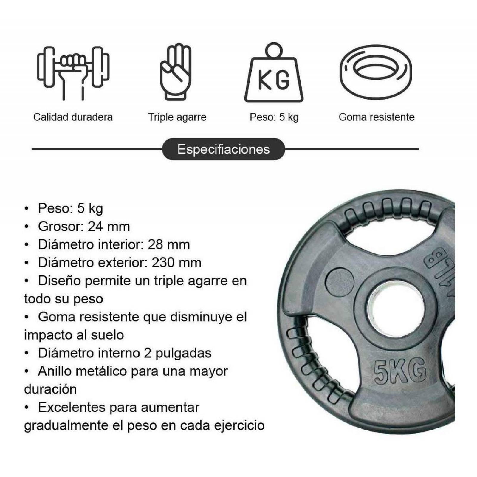 Set De 2 Discos Olímpicos 5 Kg Cada Uno Para Entrenamiento 