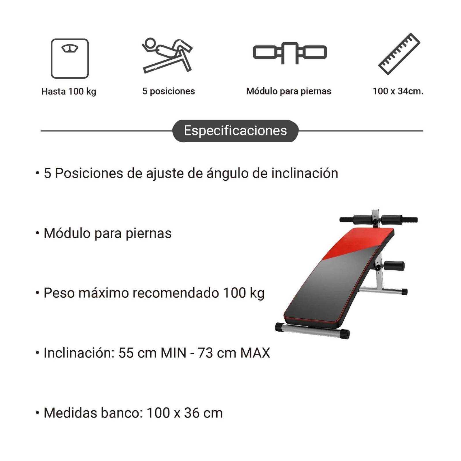 Banca Para Abdominales Ejercitador Inclinado Fitness Deporte 