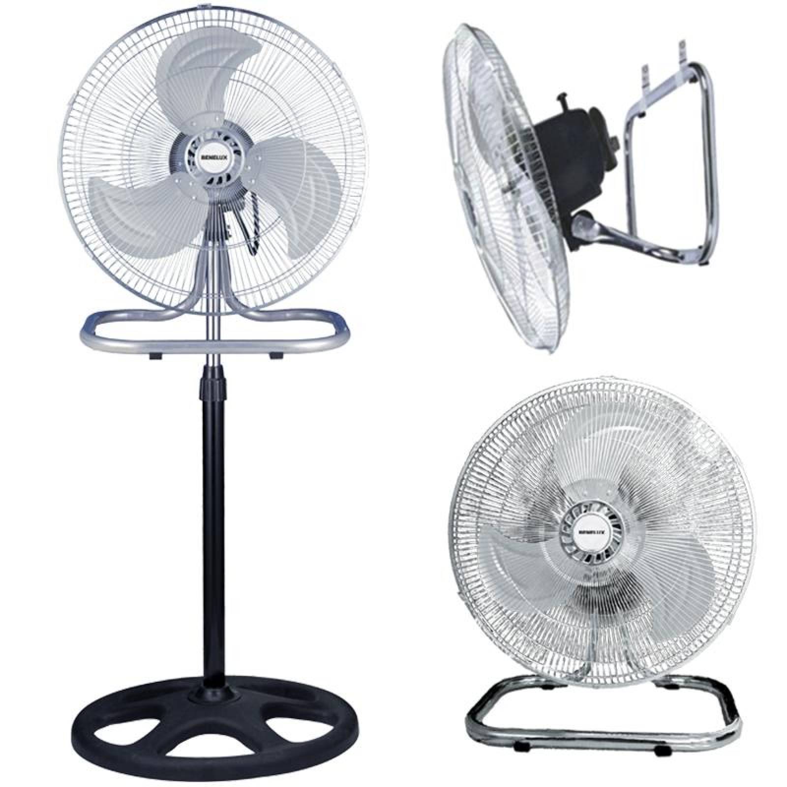 Ventilador 3 en 1 Negro y Cromo 3 Aspas Metal 18" Diámetro 