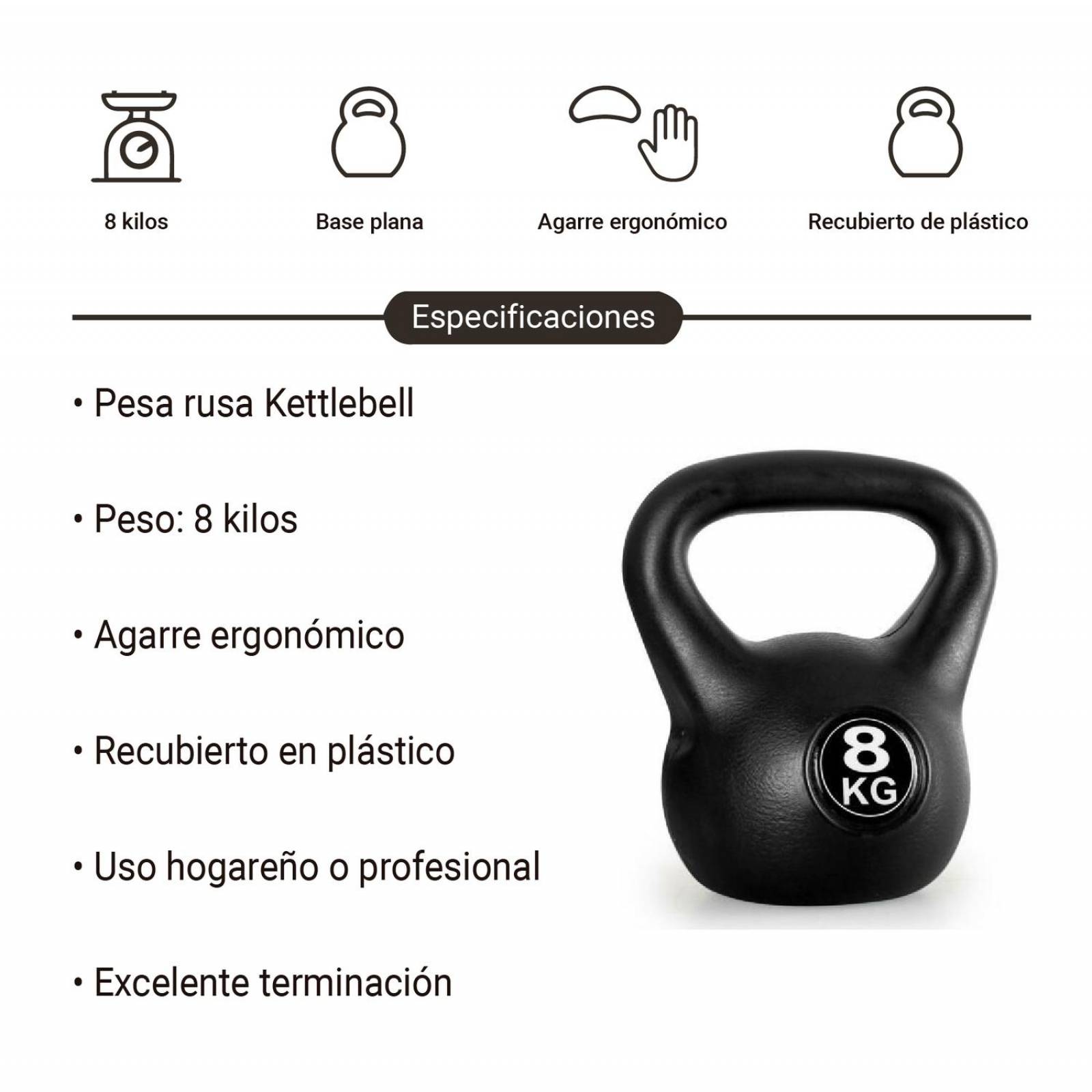 Pesa Rusa De 8 Kg Kettlebel 17.5 Libras Fitness Crossfit