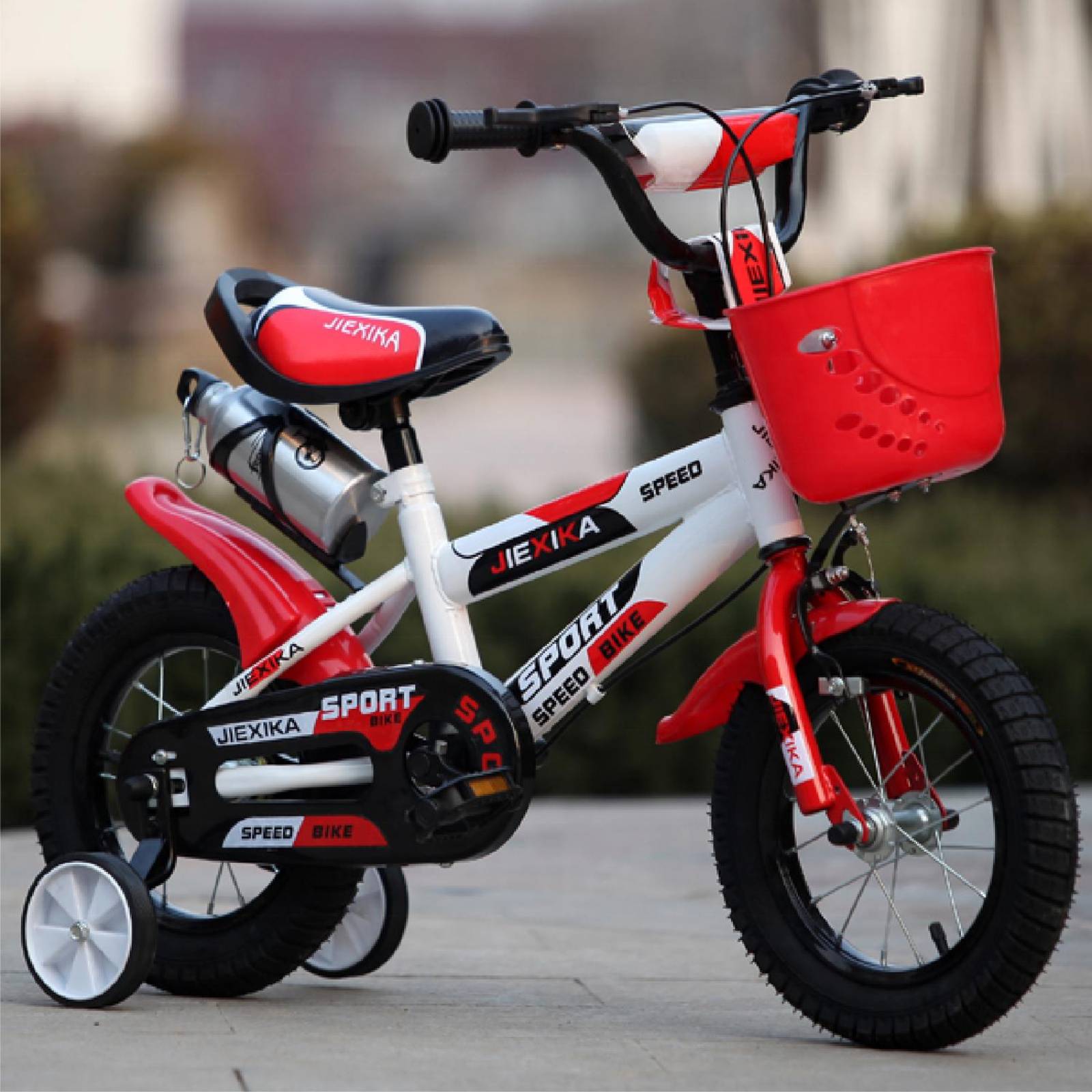 Bicicleta Infantil Rodada 14 C/ Llantas Entrenadoras Canasto Azul Mediano