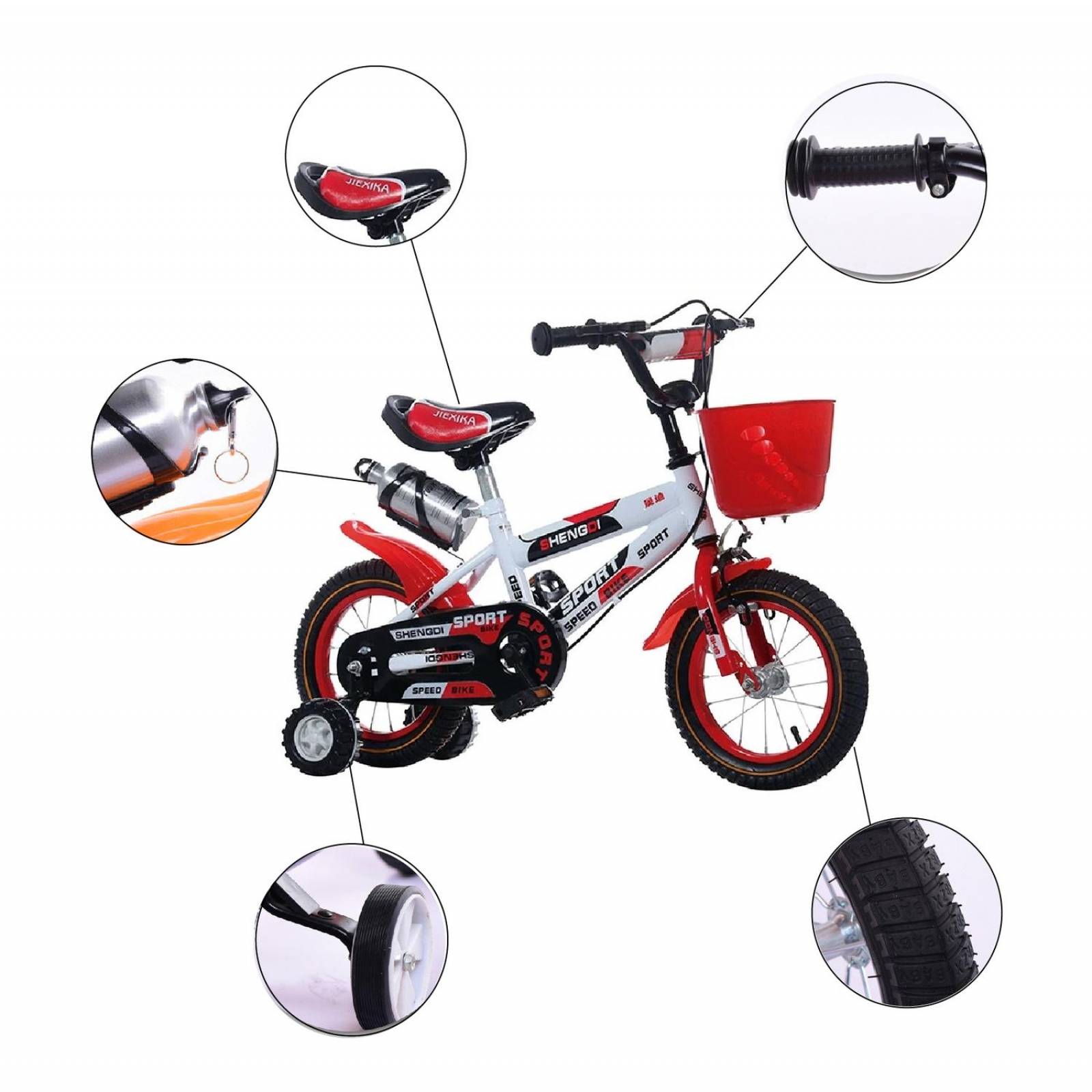 Bicicleta Infantil Rodada 14 C/ Llantas Entrenadoras Canasto Azul Mediano