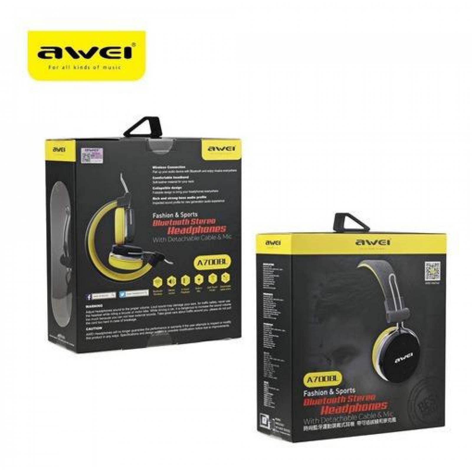 Audífonos Con Diadema Awei A700bl Hifi Inalámbricos Bt Amarillo